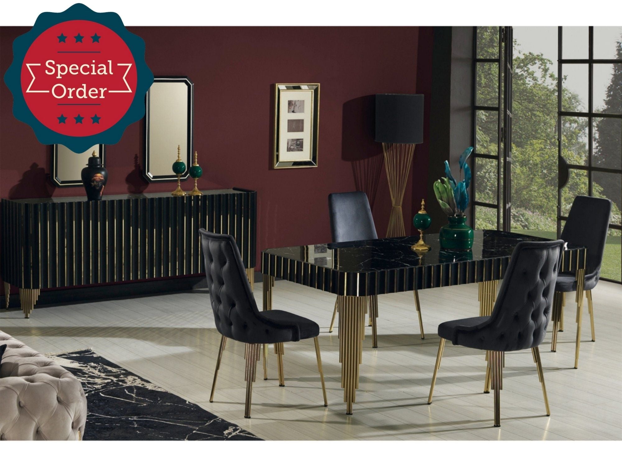 Lotus Diningroom Set (Table & 6 Chair & Console With Mirror)