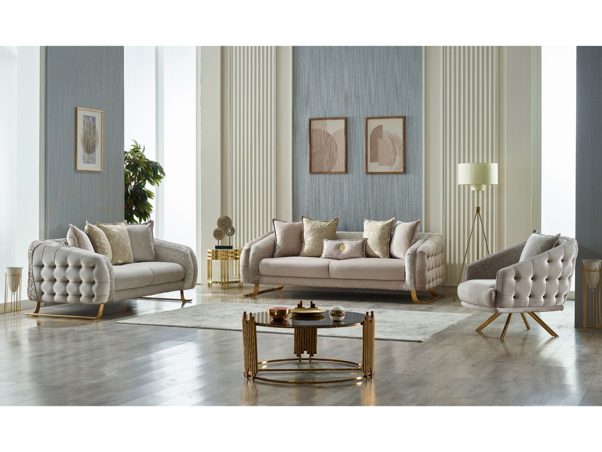 Laguna Stationary Livingroom Set (2 Sofa & 2 Chair) Cream