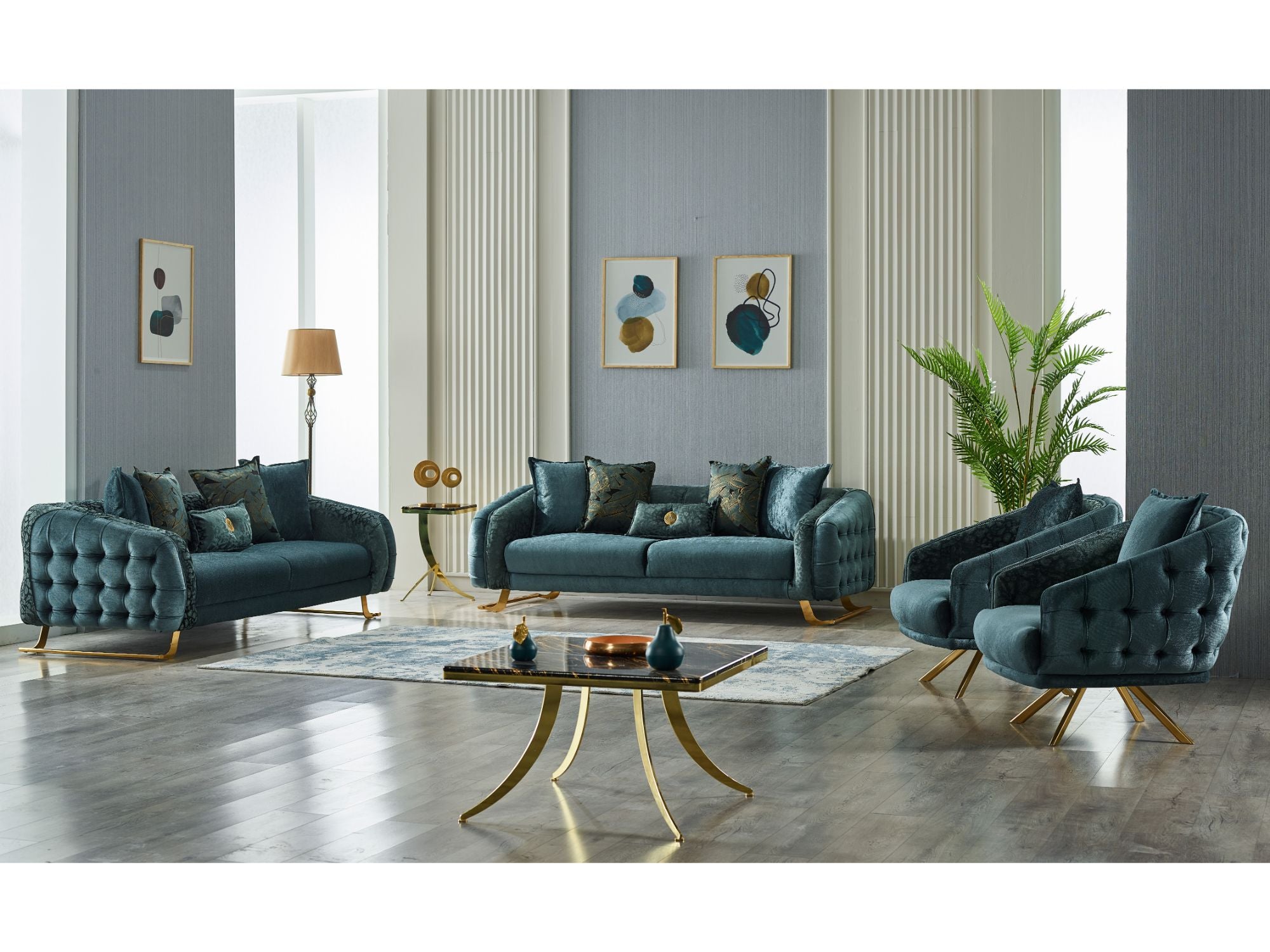 Laguna Stationary Livingroom Set (2 Sofa & 2 Chair) Green