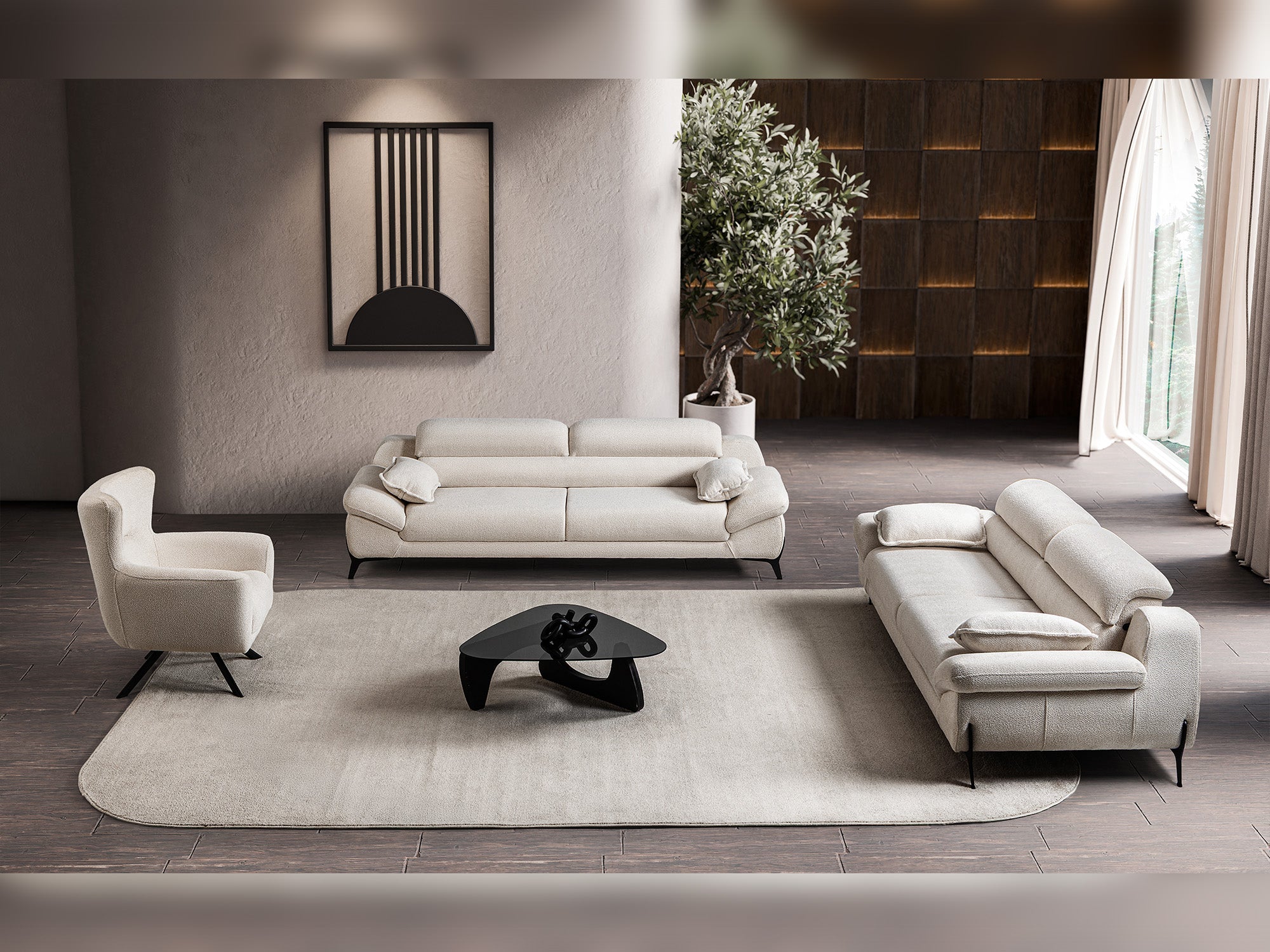 Lorenzo 3-pieces (Sofa & Loveseat & Chair) Livingroom Set