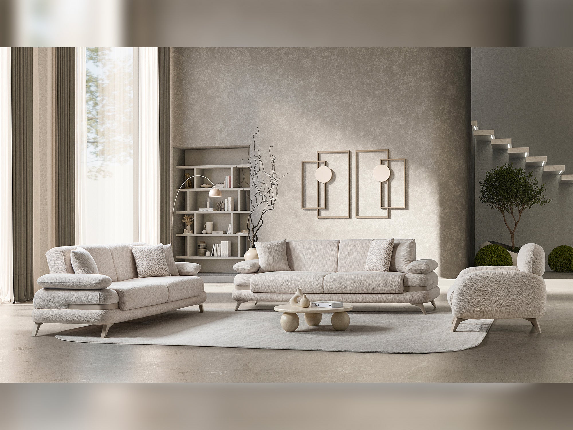Loris 3-pieces (Sofa & Loveseat & Chair) Livingroom Set