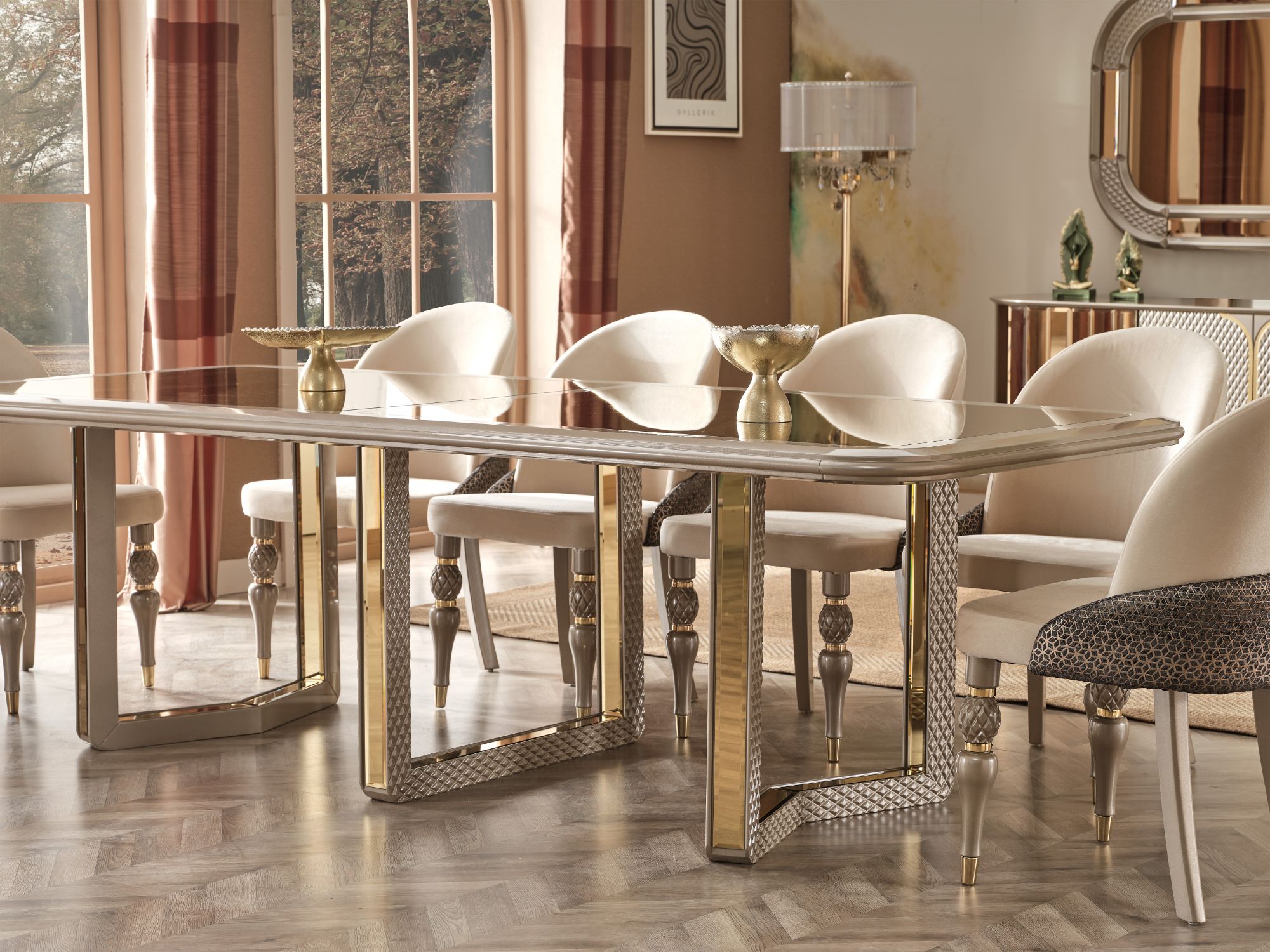 Madrid Diningroom (Dining Table & 6 Dining Chair & Consol With Mirror)