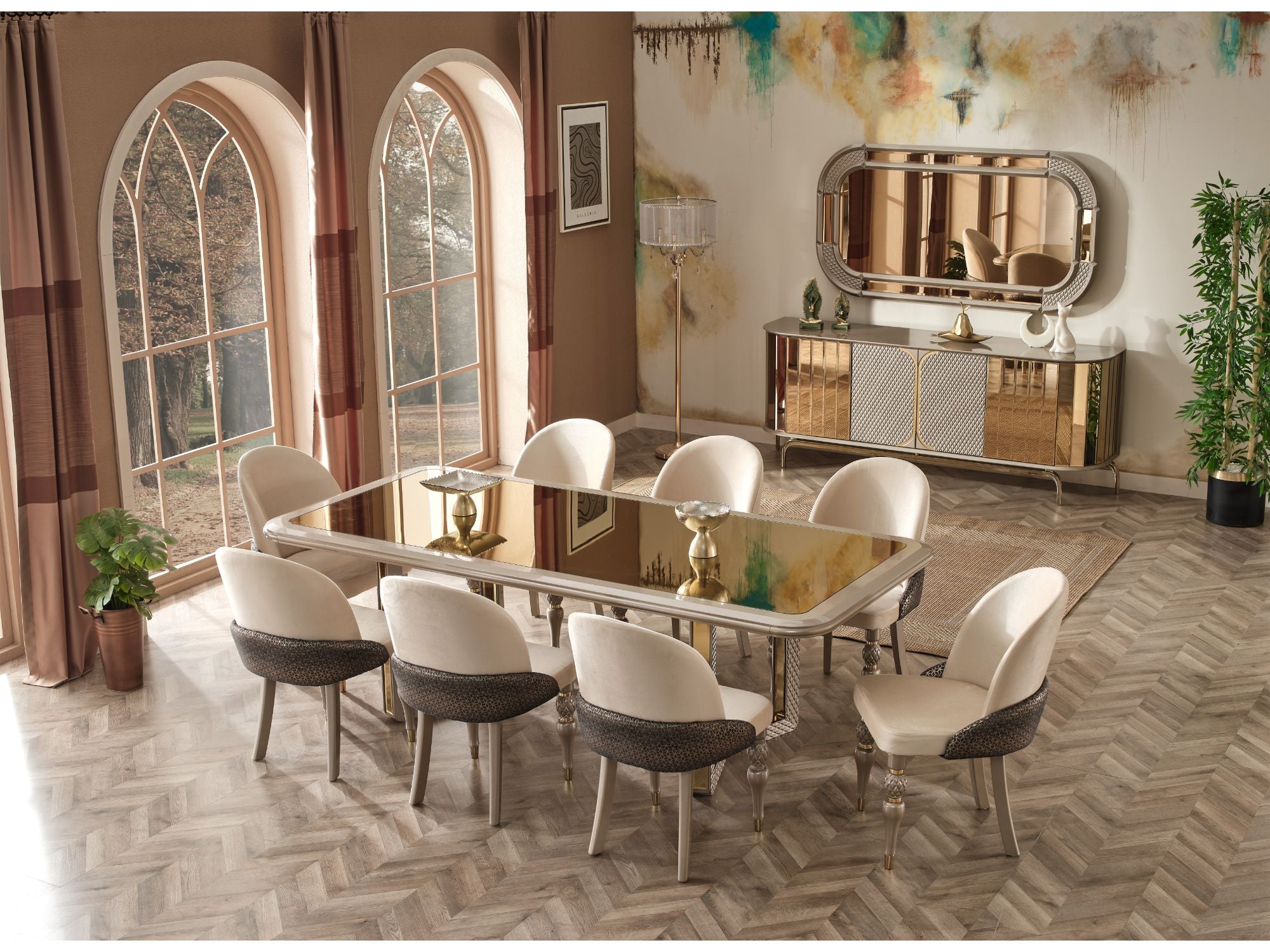 Madrid Diningroom (Dining Table & 6 Dining Chair & Consol With Mirror)