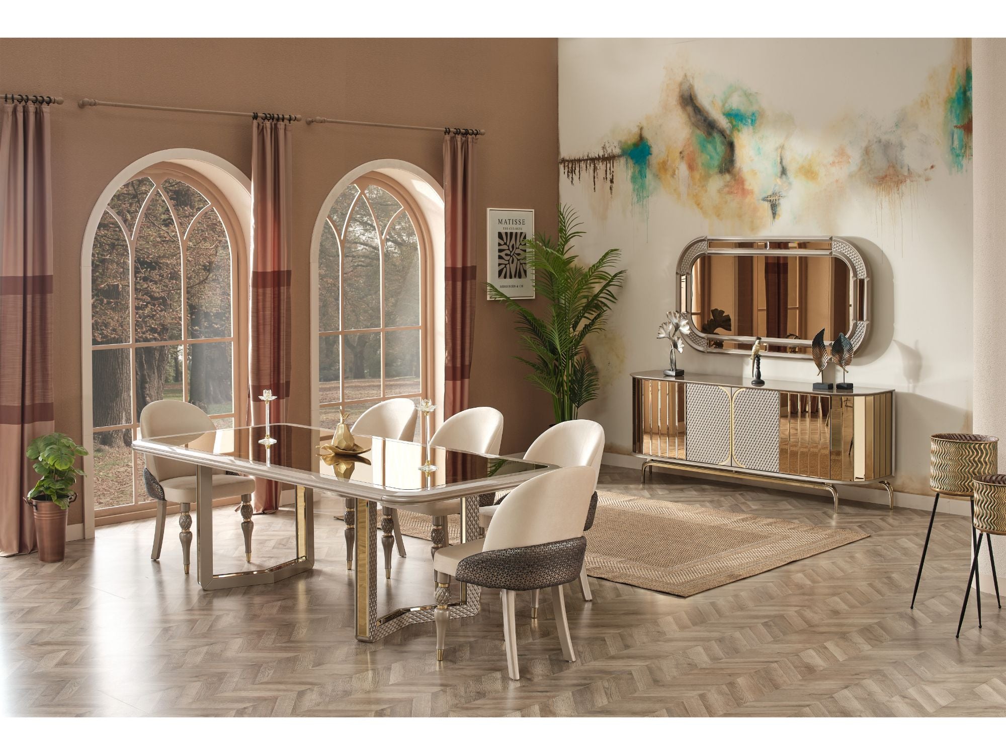 Madrid Diningroom (Dining Table & 6 Dining Chair & Consol With Mirror)