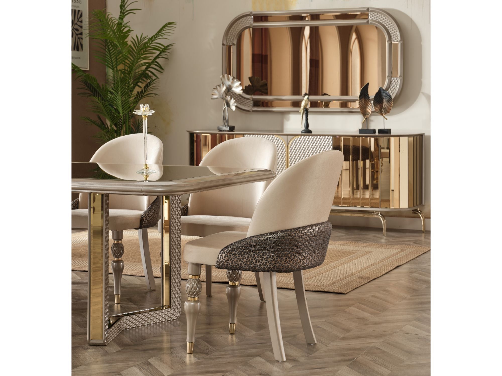 Madrid Diningroom (Dining Table & 6 Dining Chair & Consol With Mirror)