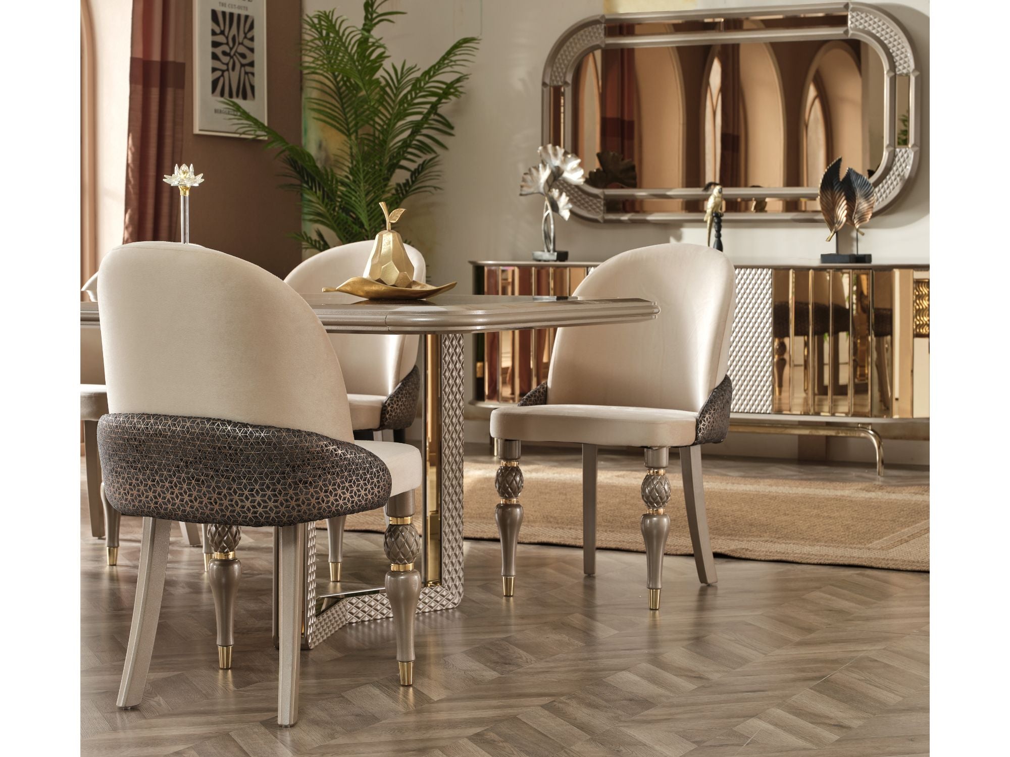 Madrid Diningroom (Dining Table & 6 Dining Chair & Consol With Mirror)