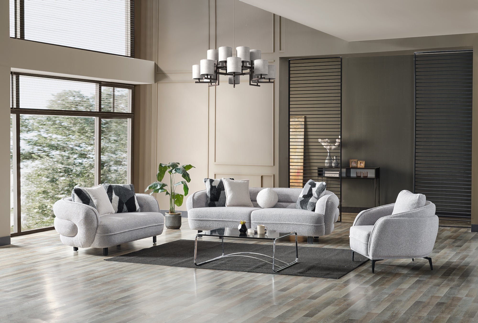 Marsilya Stationary Livingroom (2 Sofa & 2 Chair) Grey