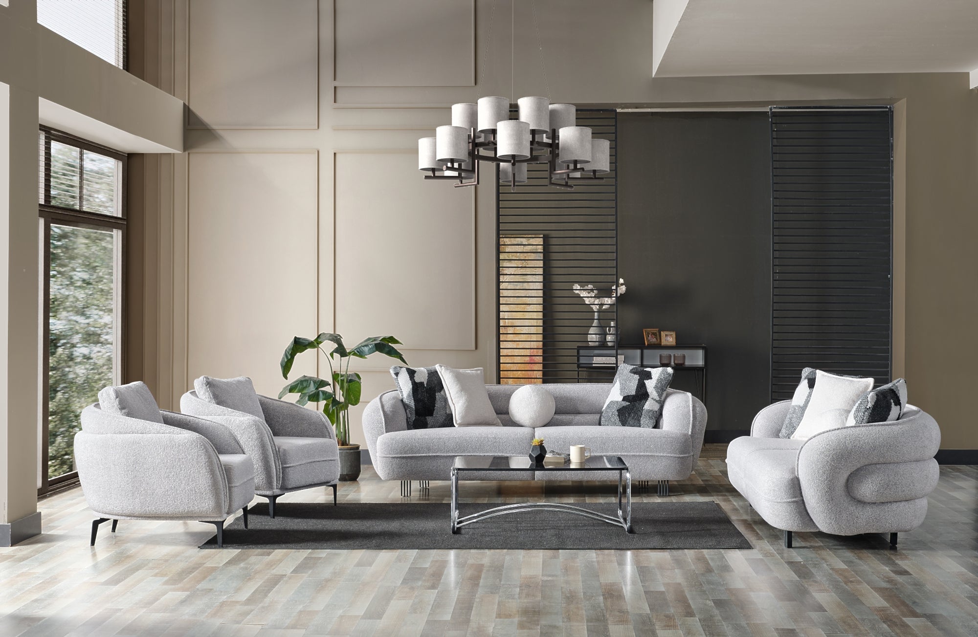 Marsilya Stationary Loveseat Grey
