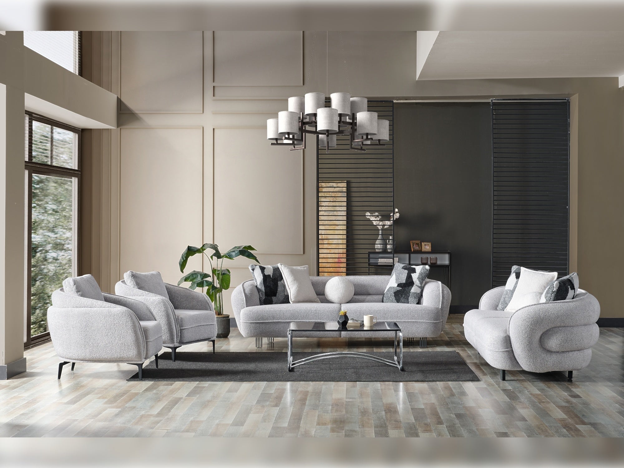 Marsilya Stationary Livingroom (2 Sofa & 2 Chair) Grey
