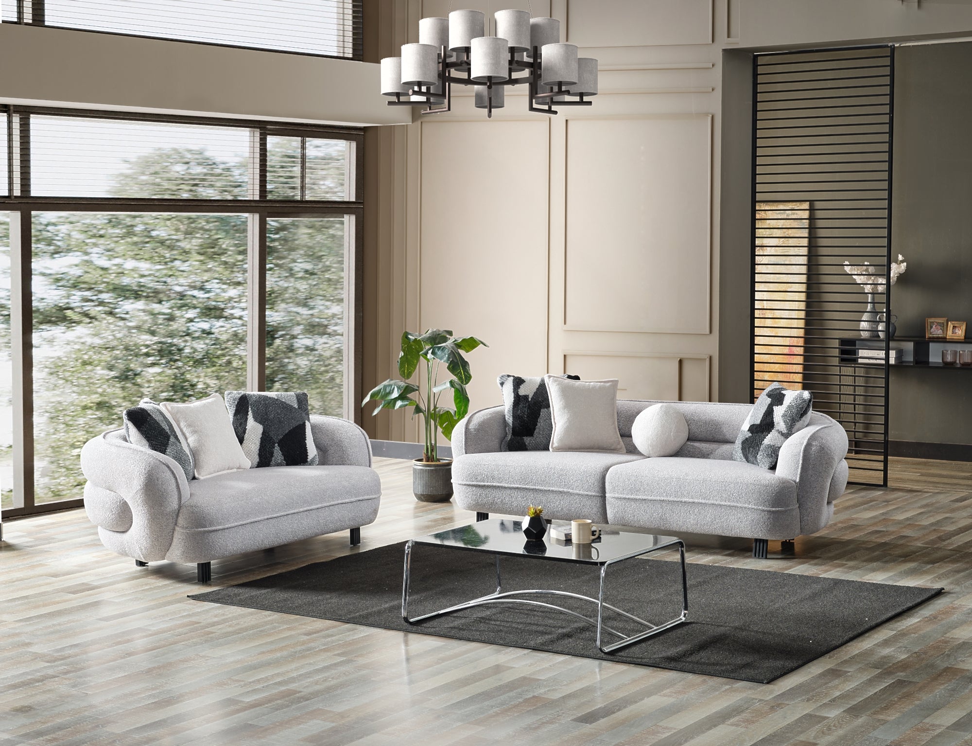 Marsilya Stationary Livingroom (2 Sofa & 2 Chair) Grey