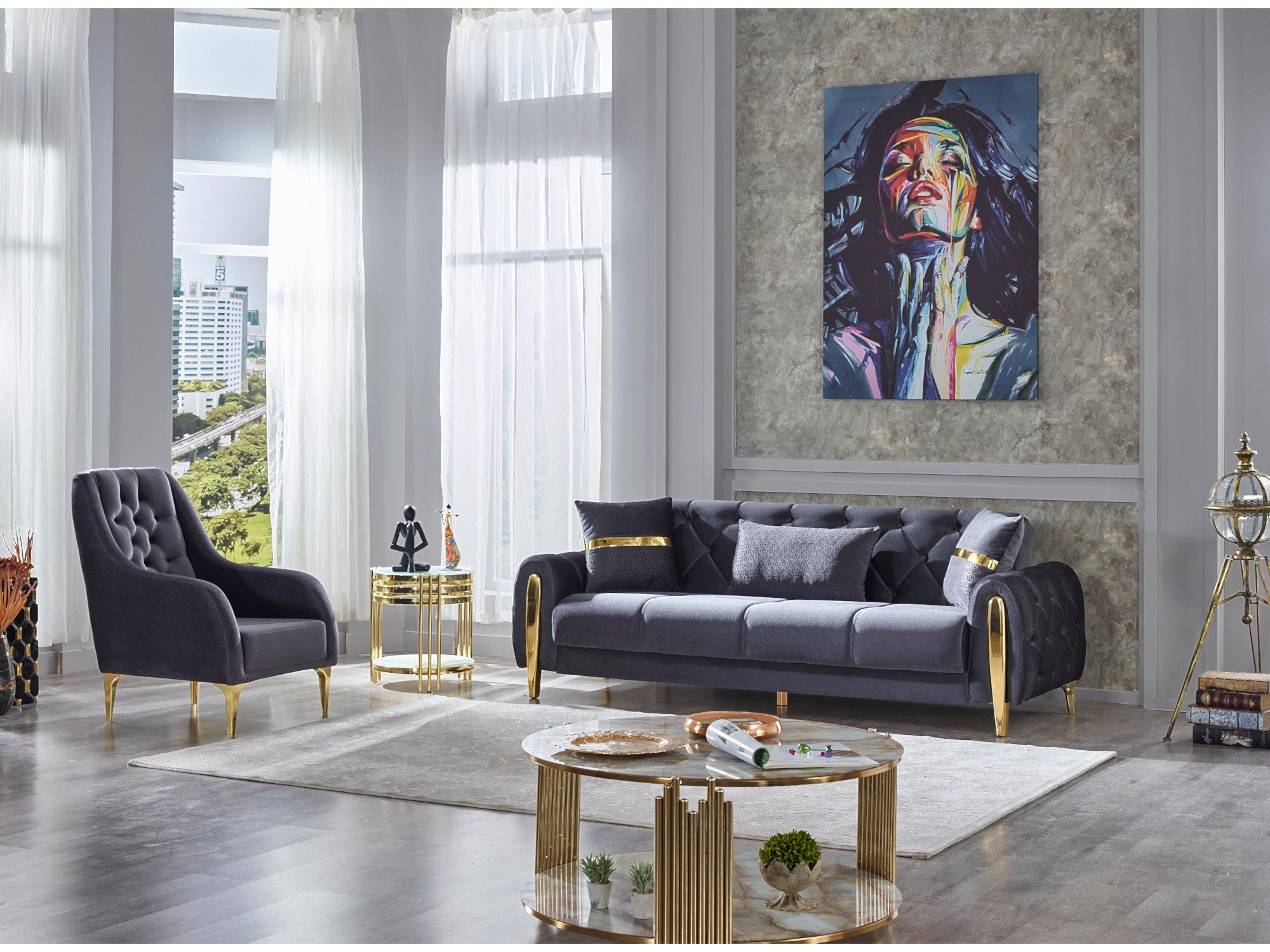 Mira Convertible Livingroom Set (2 Sofa & 2 Chair)