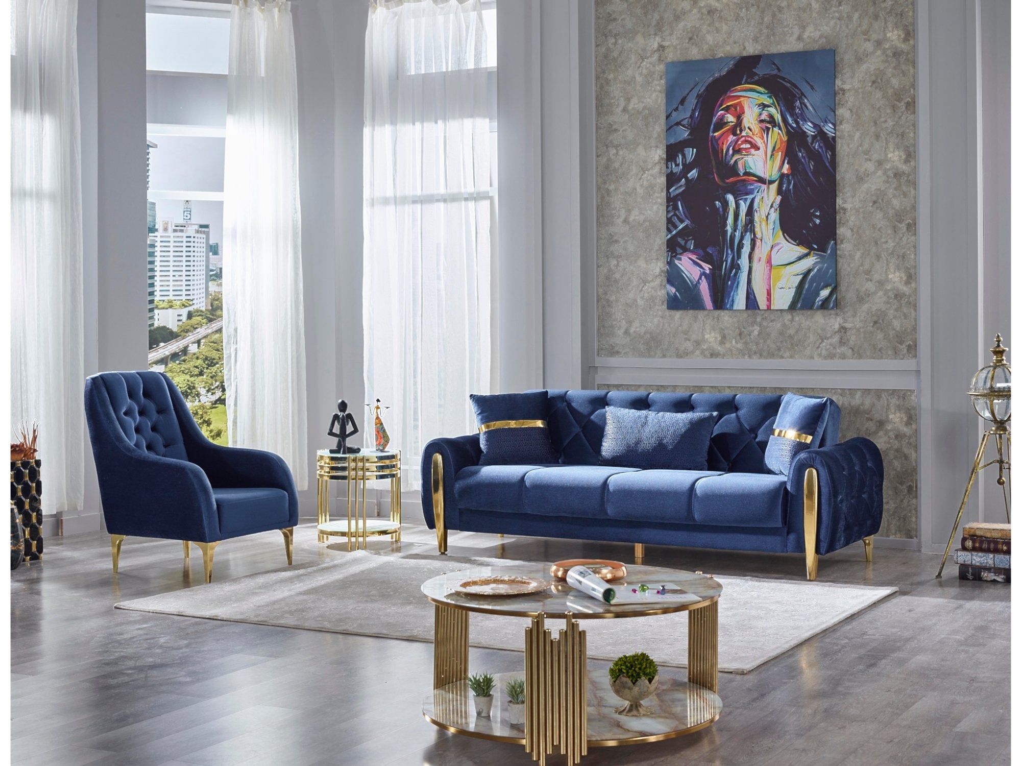 Mira Convertible Livingroom Set (2 Sofa & 2 Chair)