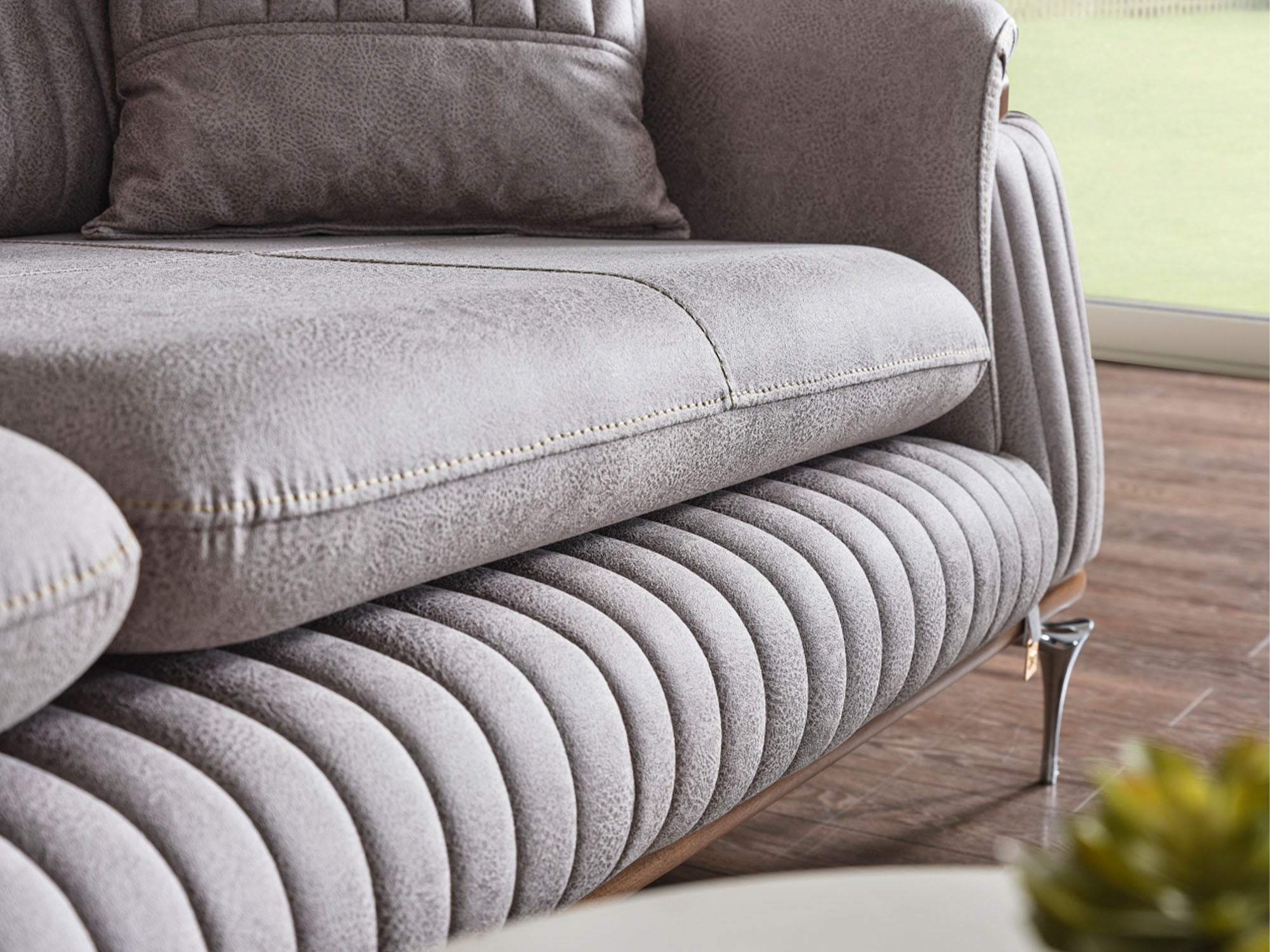 Ahsen 3-pieces (Sofa & Loveseat & Chair) Livingroom Set Light Grey
