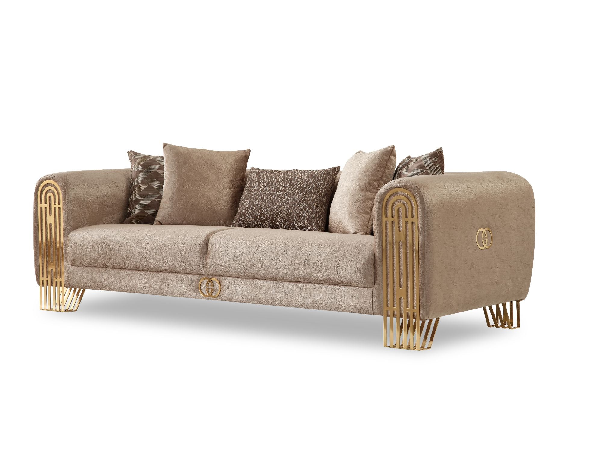 Monaco Stationary Livingroom Set (2 Sofa & 2 Chair) Beige