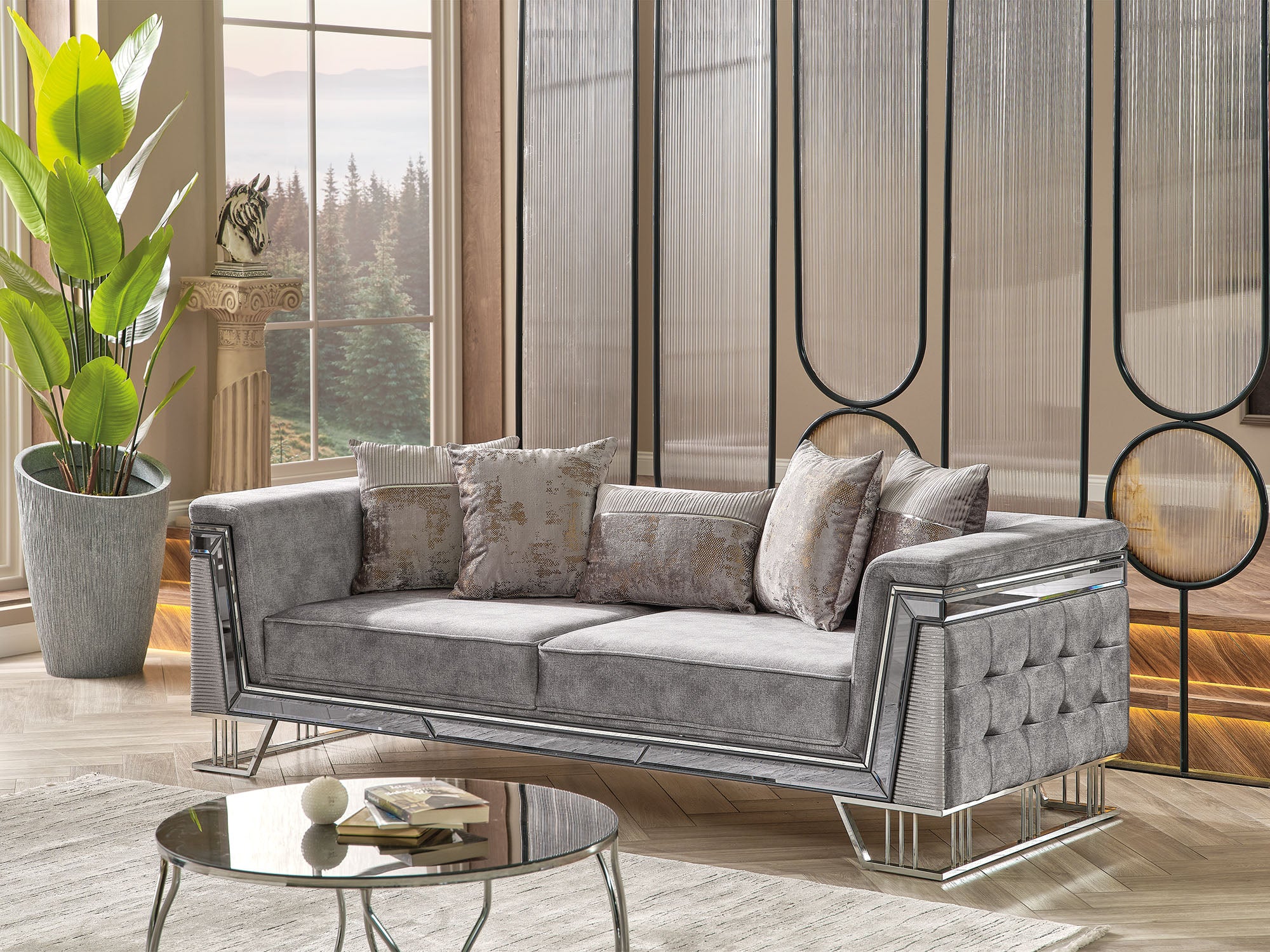 Munich 3-pieces (Sofa & Loveseat & Chair) Livingroom Set Grey