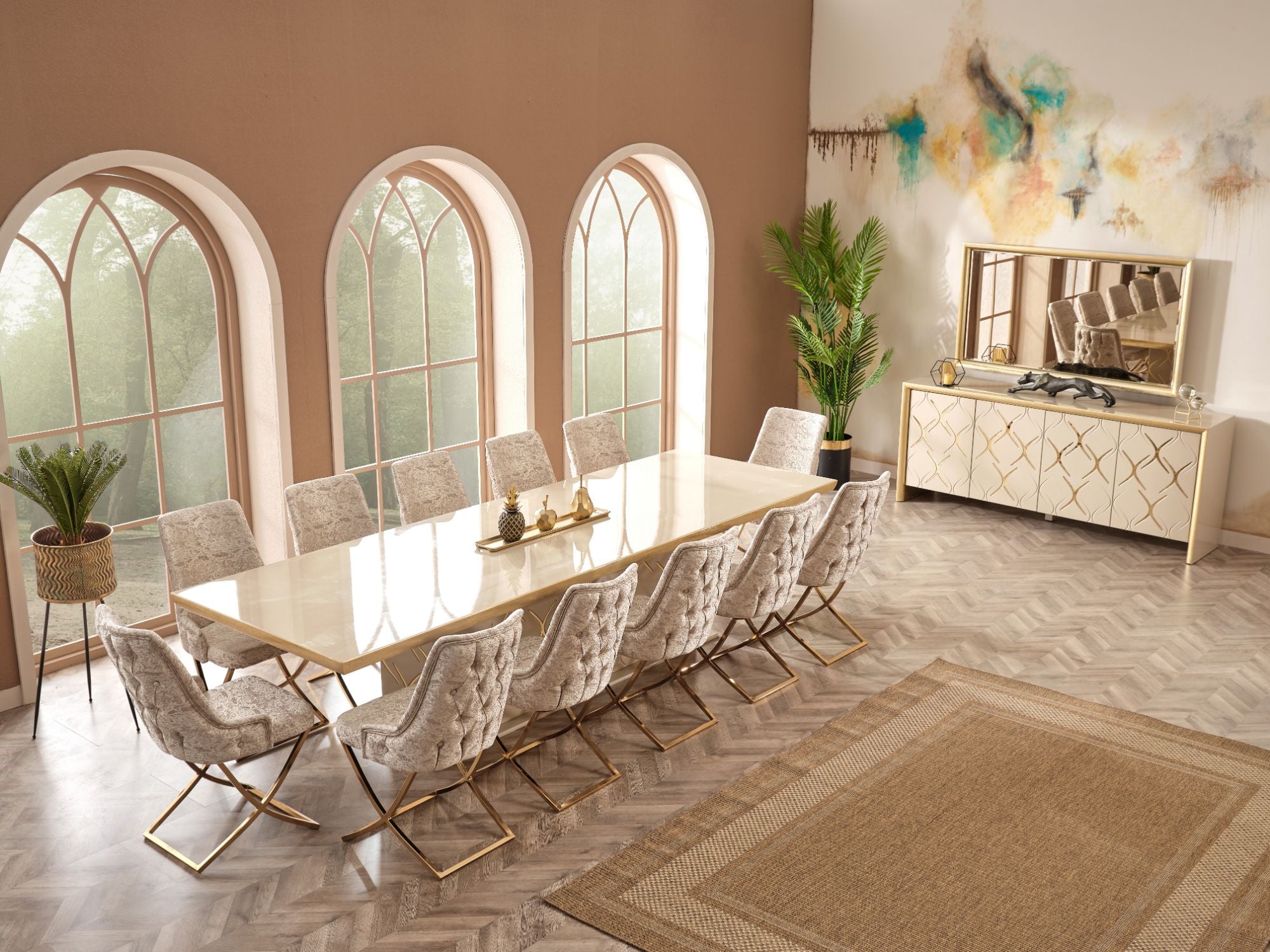 Napoli Diningroom (Consol With Mirror & Dining Table & 6 Dining Chair)