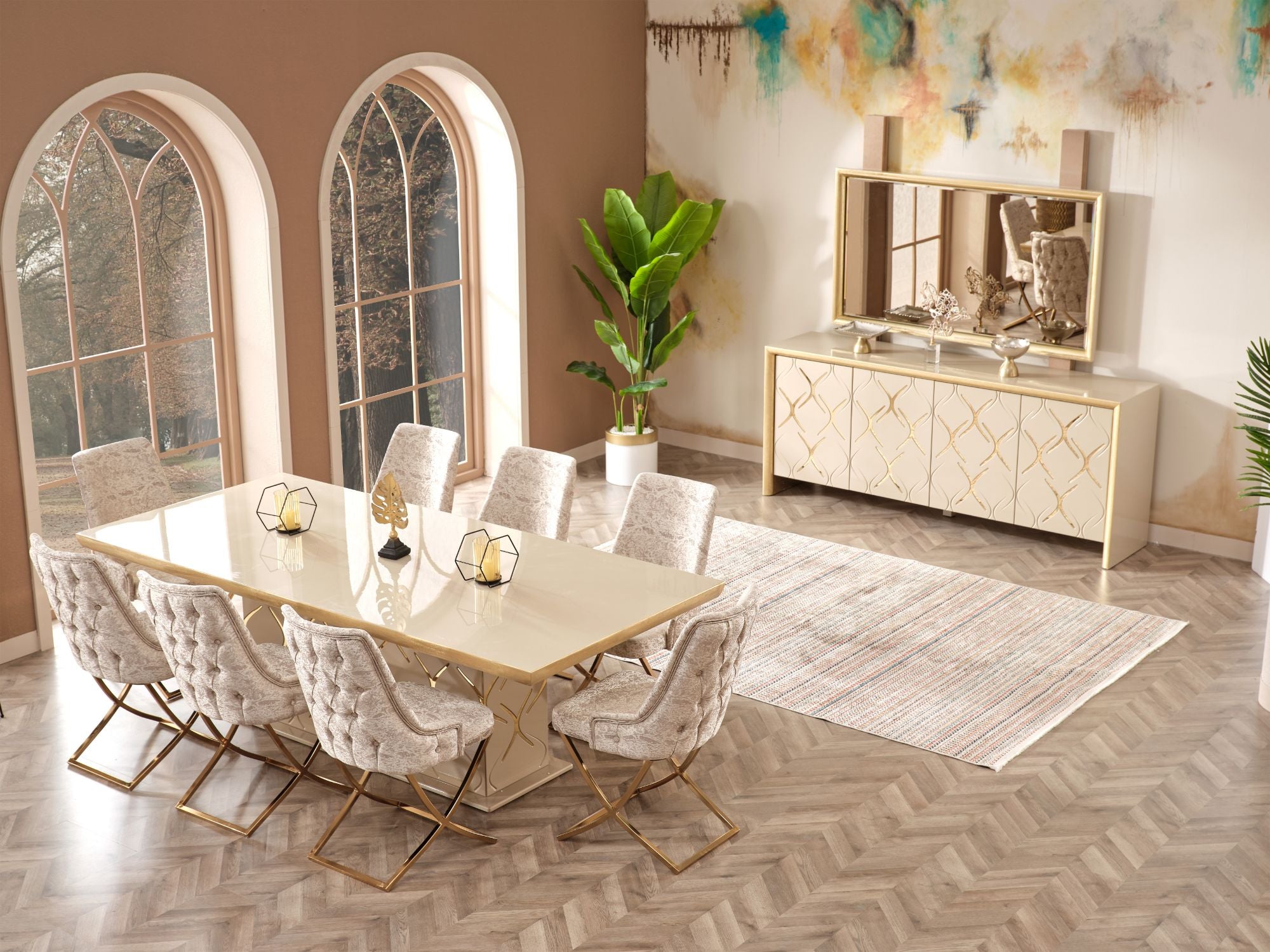 Napoli Diningroom (Consol With Mirror & Dining Table & 6 Dining Chair)