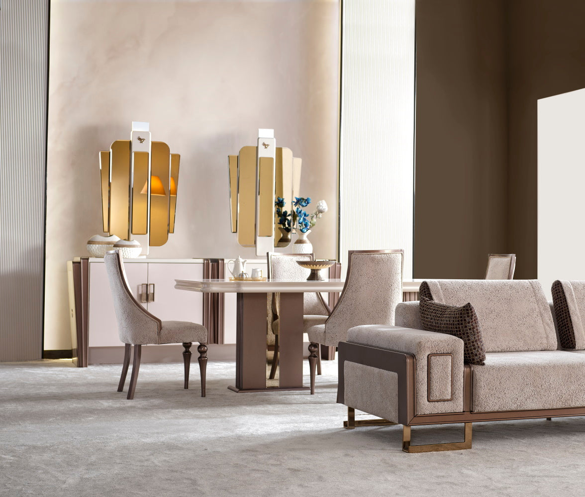 Nirvana Diningroom (Consol With Mirror & Dining Table & 6 Dining Chair)
