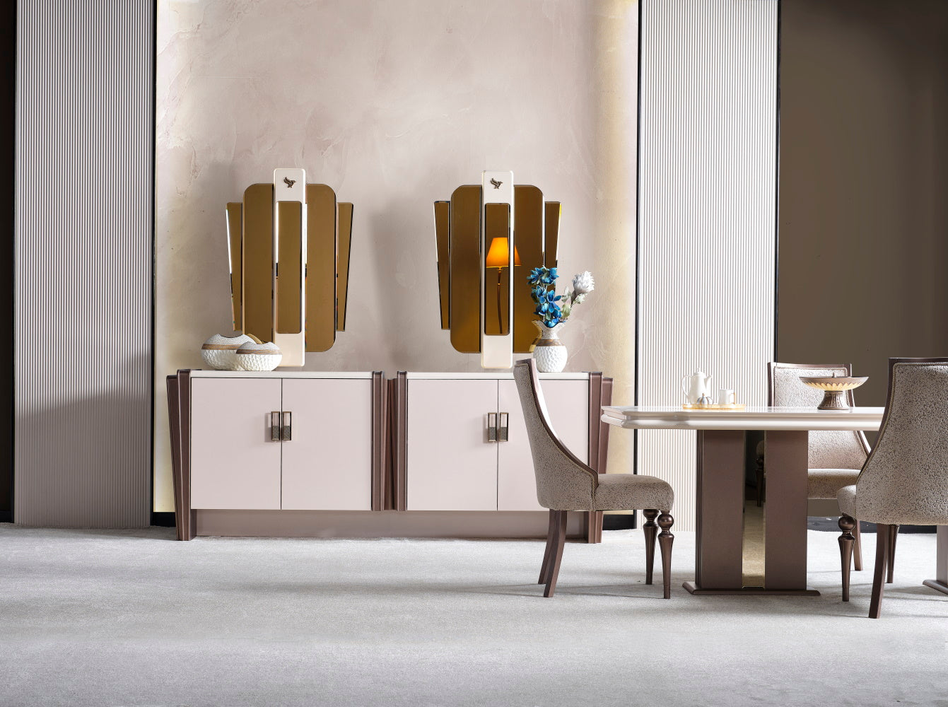 Nirvana Diningroom (Consol With Mirror & Dining Table & 6 Dining Chair)