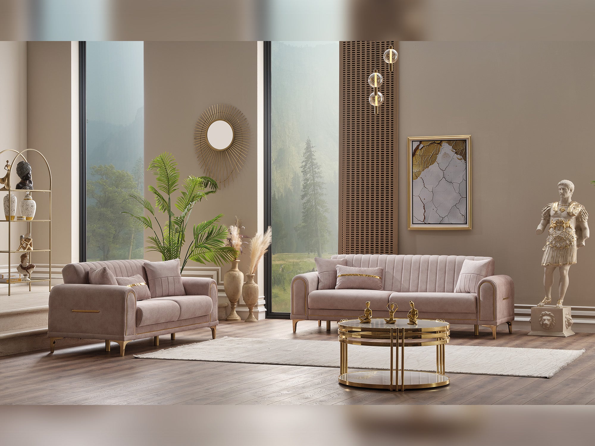 Orion 3-pieces (Sofa & Loveseat & Chair) Livingroom Set Cream