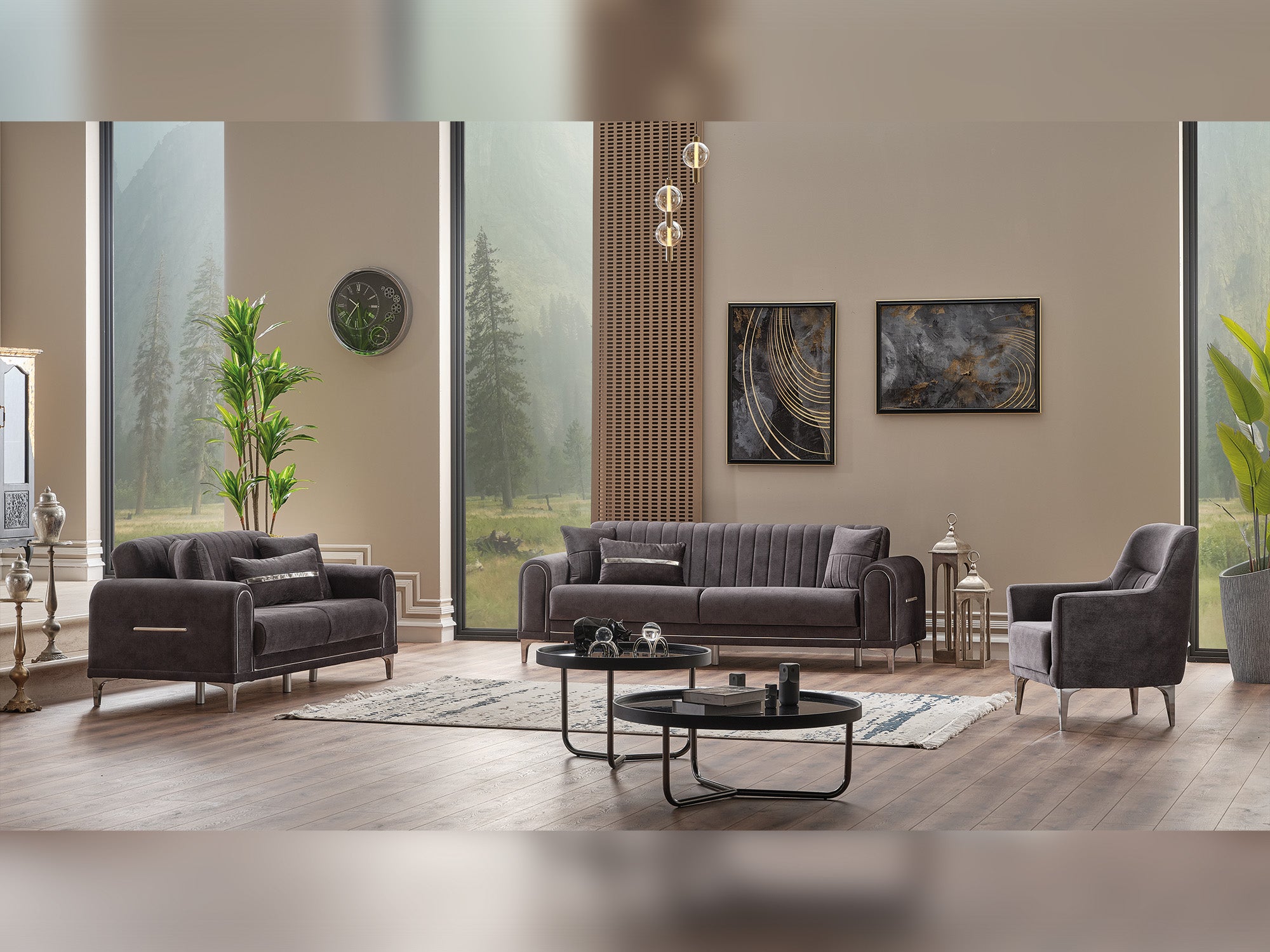 Orion 3-pieces (Sofa & Loveseat & Chair) Livingroom Set Grey