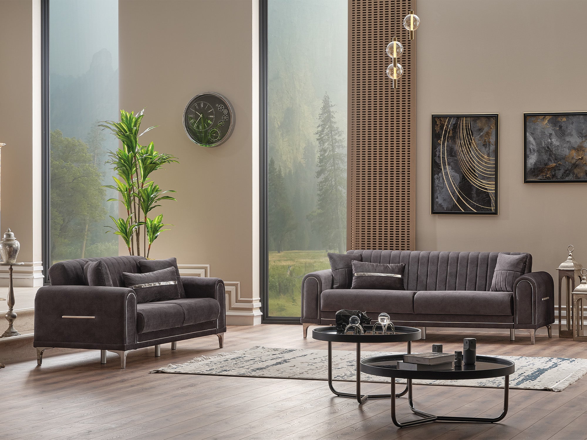 Orion 3-pieces (Sofa & Loveseat & Chair) Livingroom Set Grey