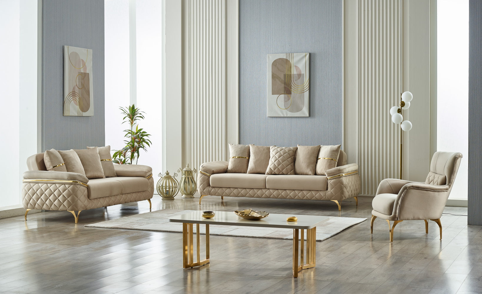Orlando Convertible Loveseat Beige