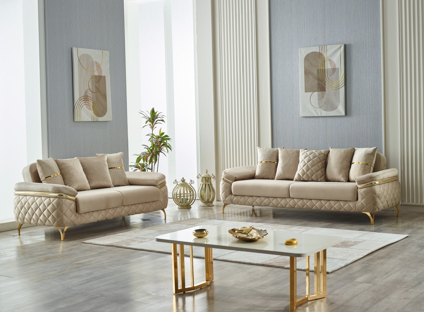 Orlando Convertible Loveseat Beige