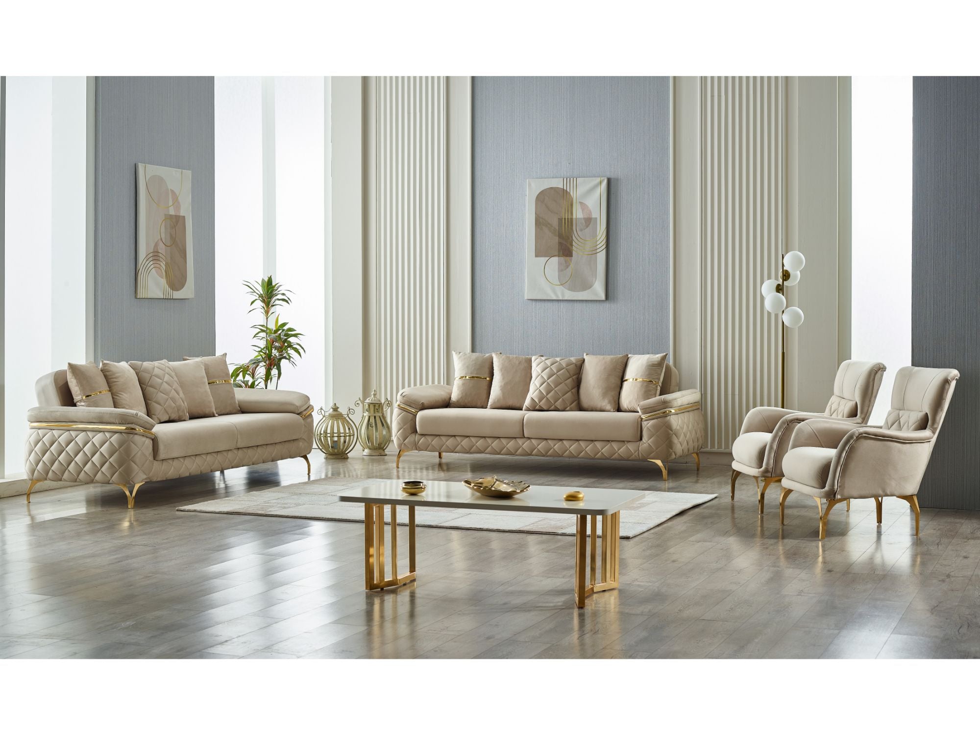 Orlando Convertible Livingroom (2 Sofa & 2 Chair) Beige