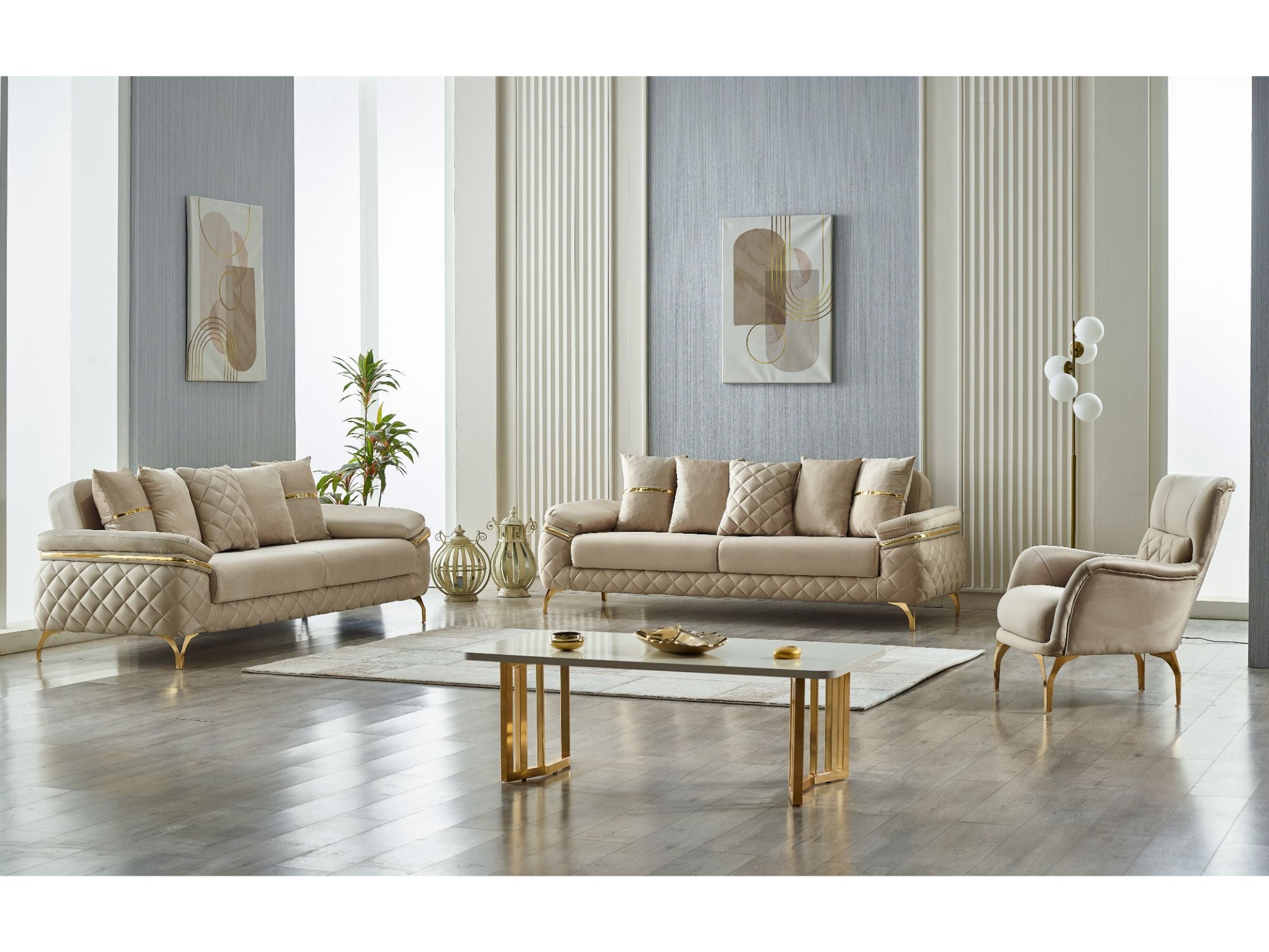 Orlando Convertible Livingroom (2 Sofa & 2 Chair) Beige