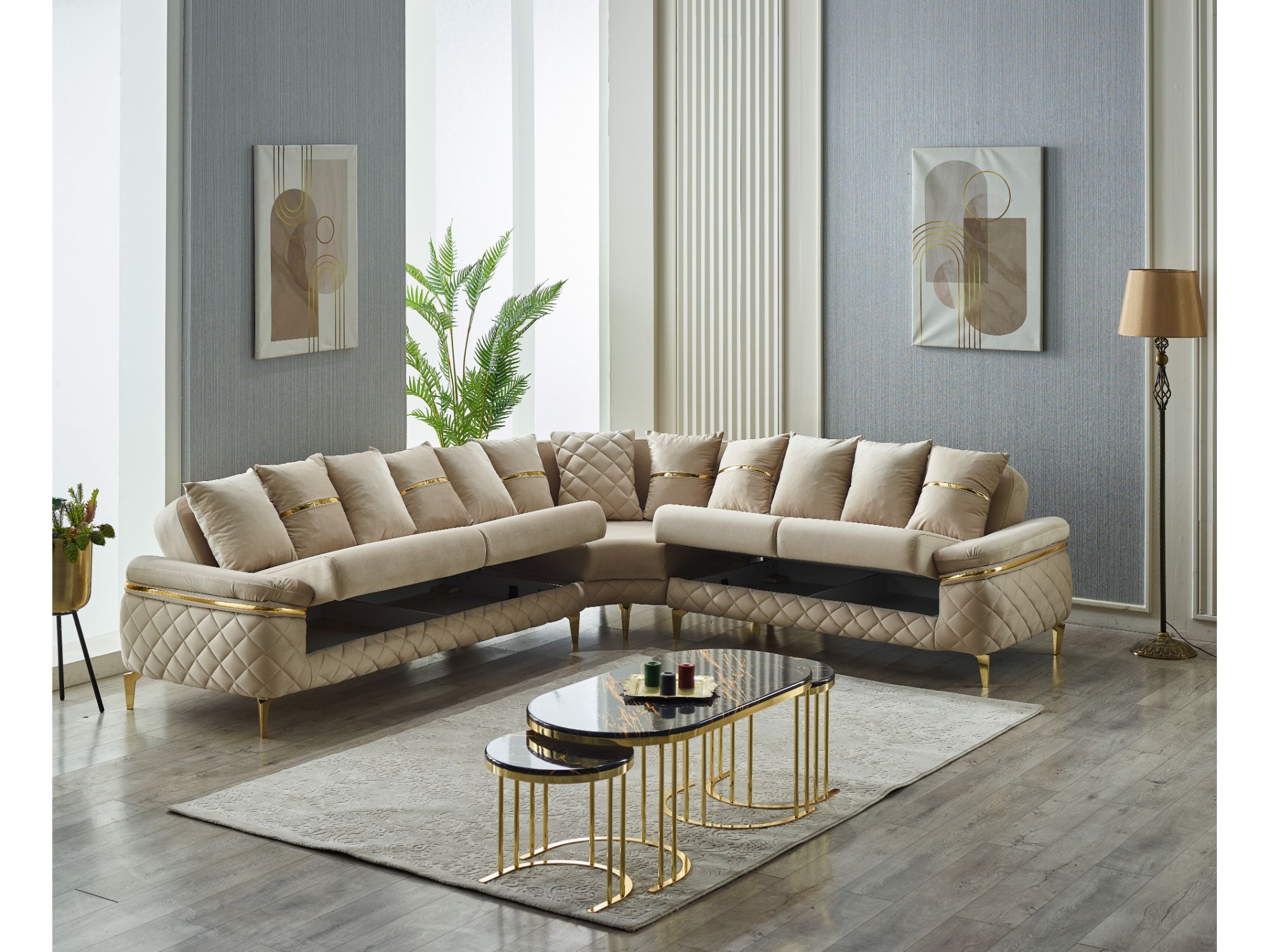 Orlando Convertible Sectional Beige