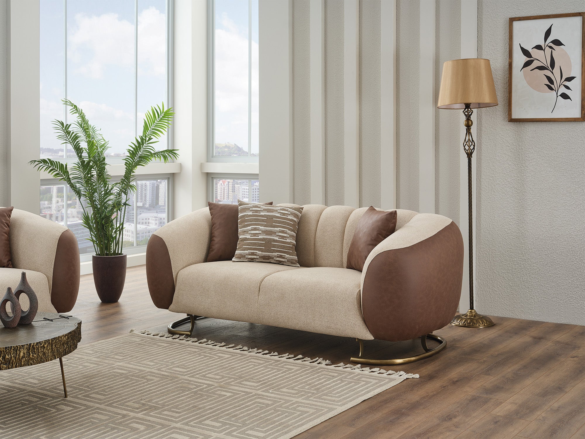 Palmera 3-pieces (Sofa & Loveseat & Chair) Livingroom Set Cream