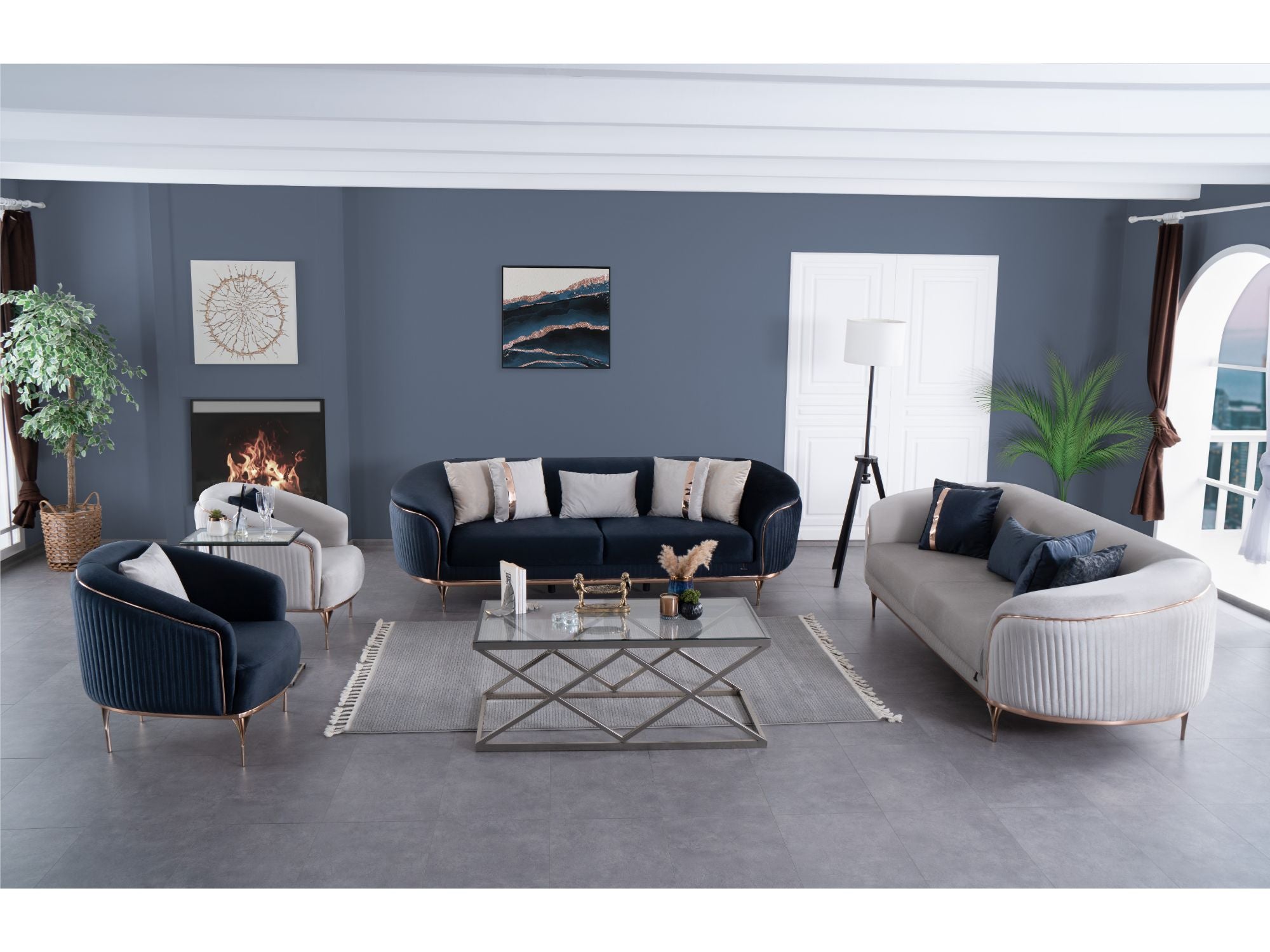 Pandora Stationary Livingroom (2 Sofa & 2 Chair) Anthracite
