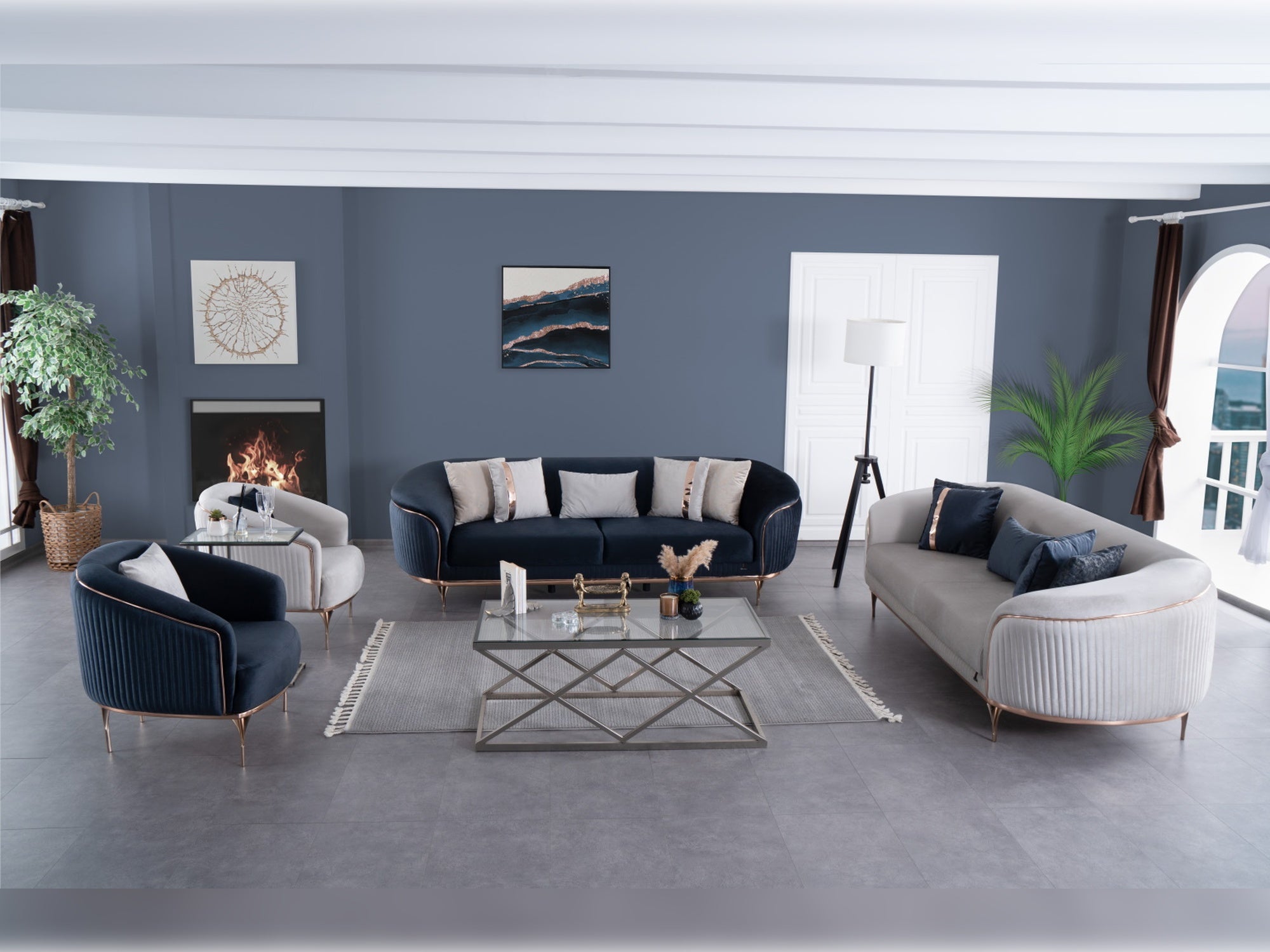 Pandora Stationary Livingroom (2 Sofa & 2 Chair) Anthracite