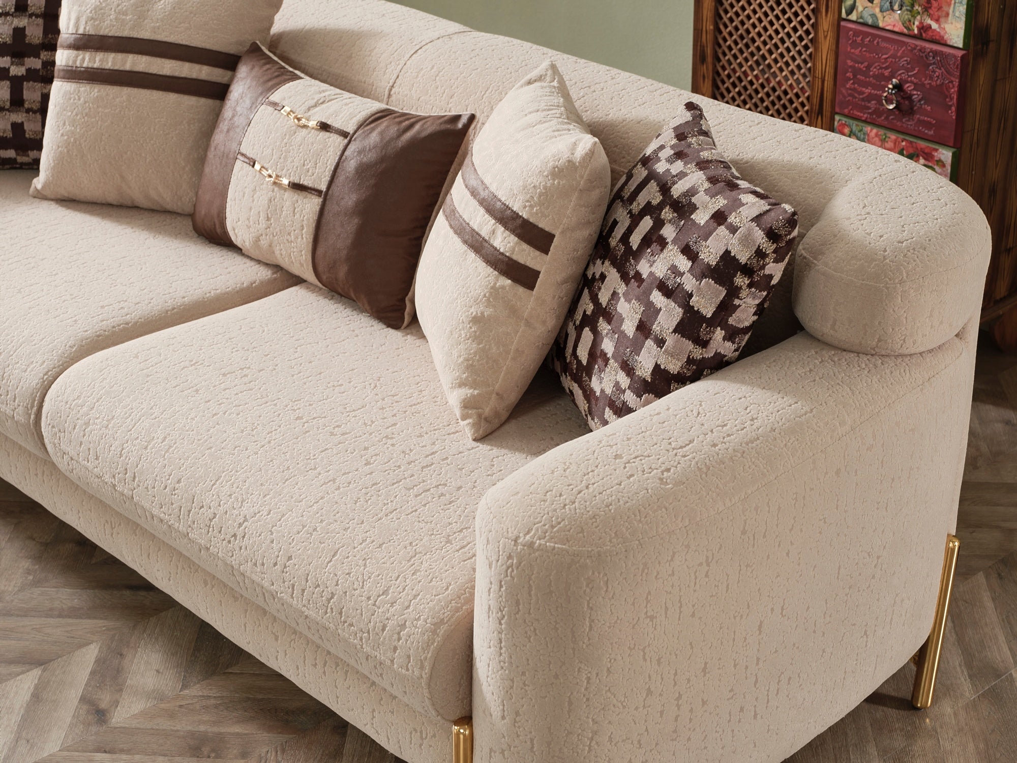 Shelby Stationary Loveseat Beige