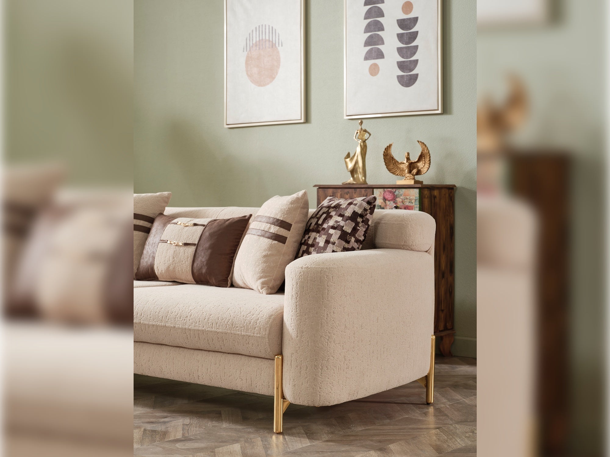 Shelby Stationary Loveseat Beige