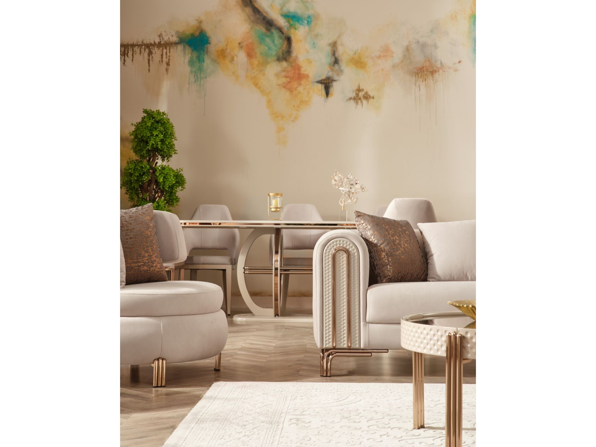 Paris Stationary Livingroom (2 Sofa & 2 Chair) Cream