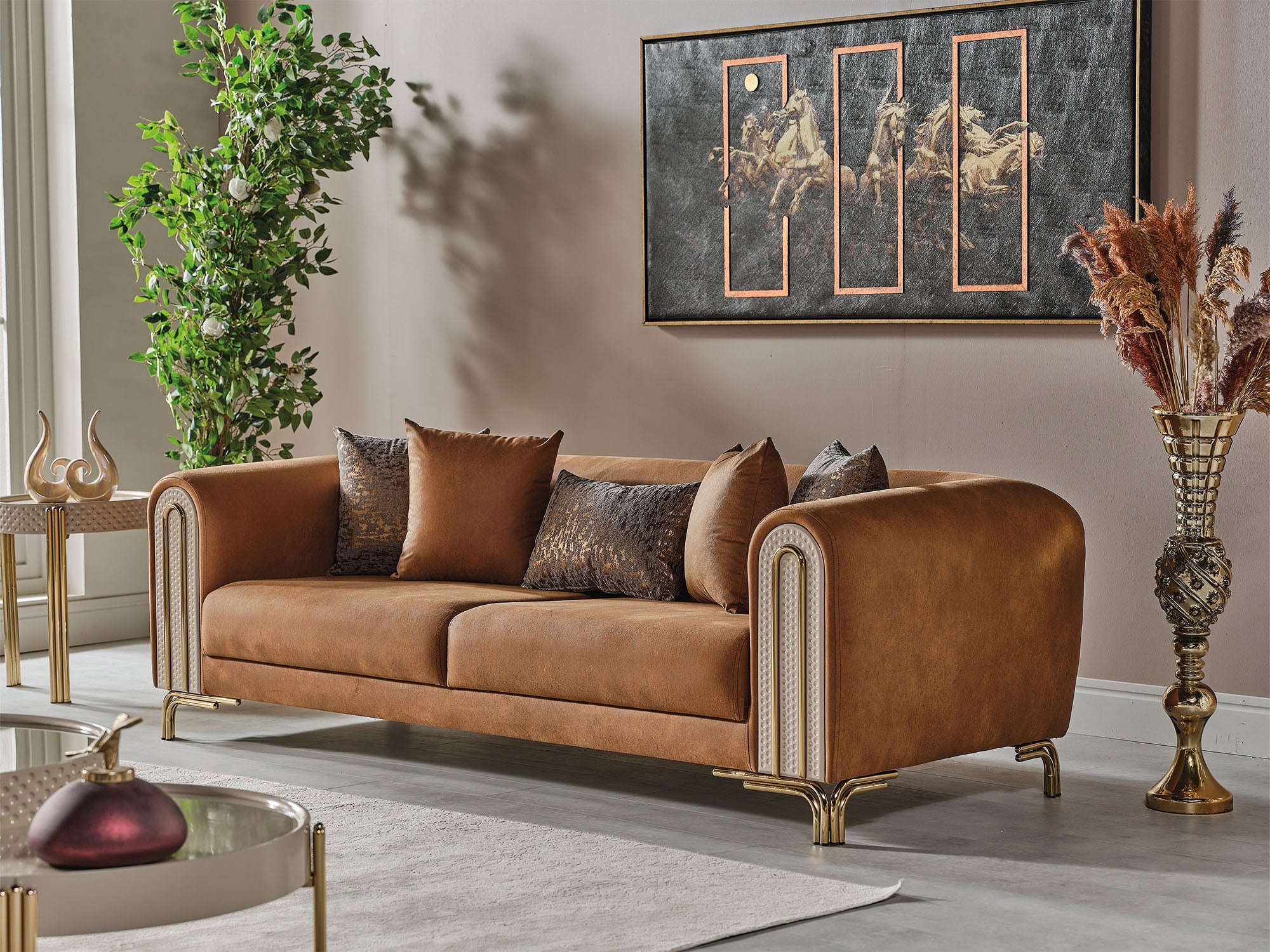 Paris 3-pieces (Sofa & Loveseat & Chair) Livingroom Set Brown