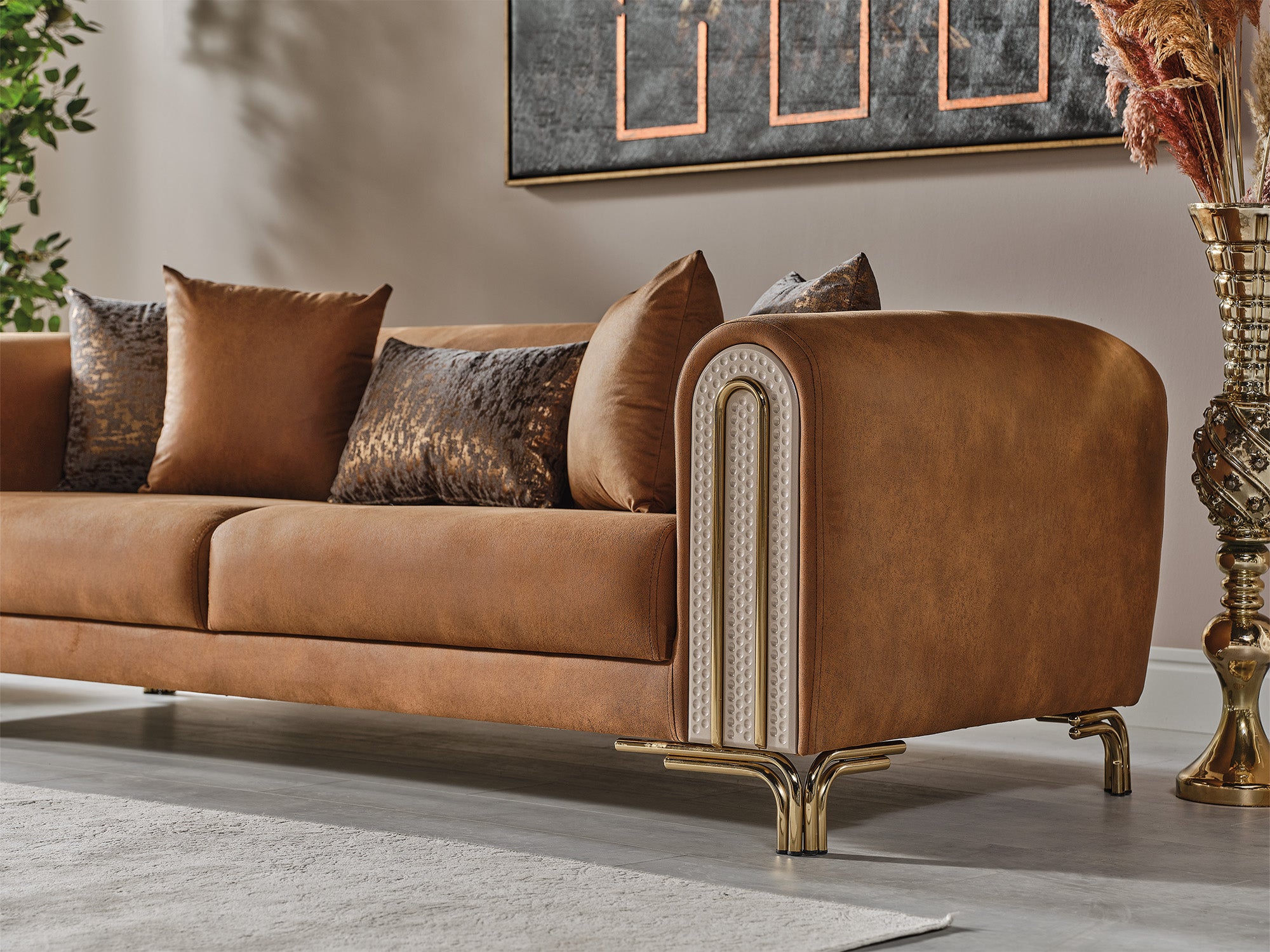 Paris Stationary 4 Seat Sofa Brown