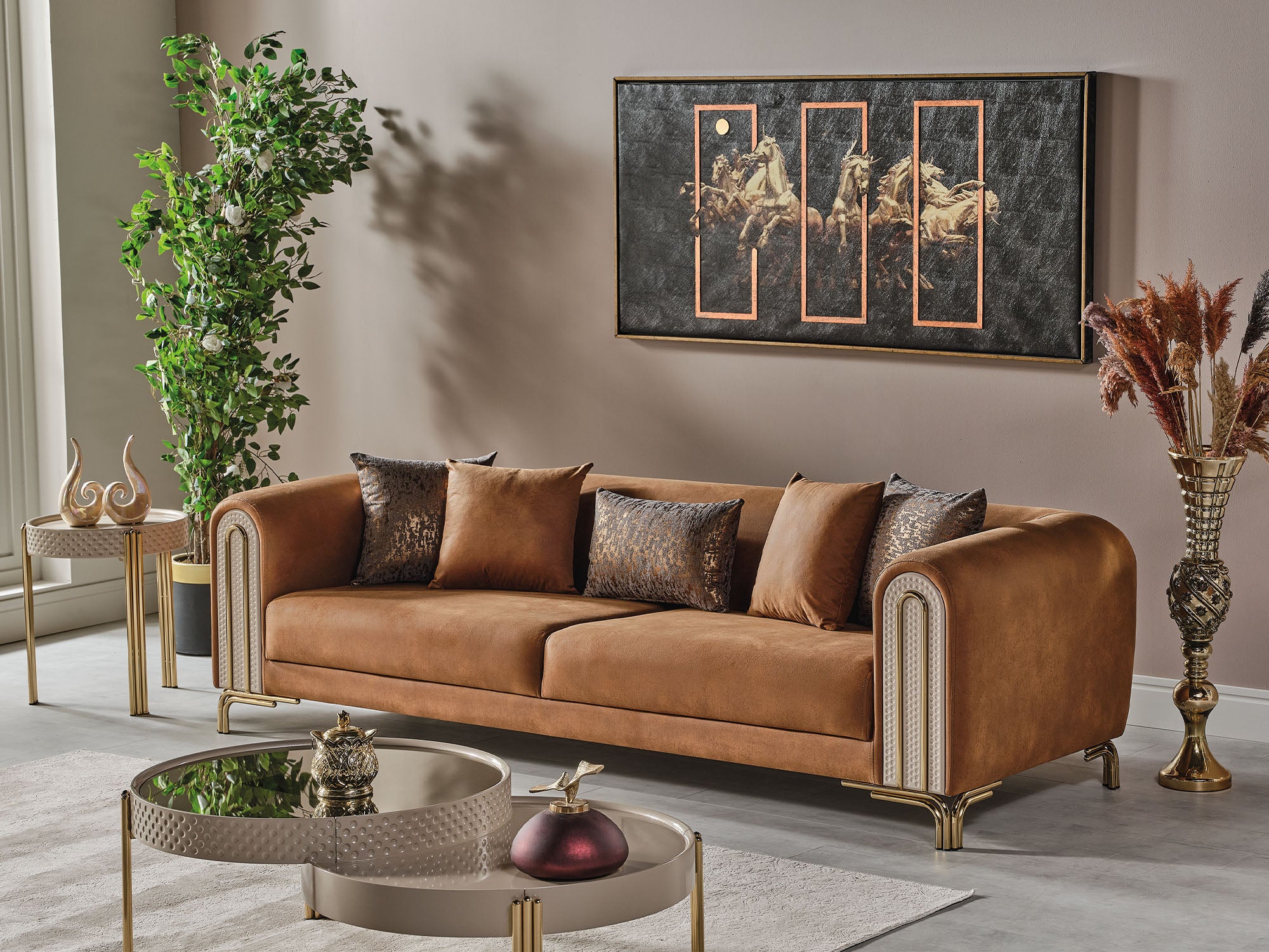 Paris Stationary 4 Seat Sofa Brown