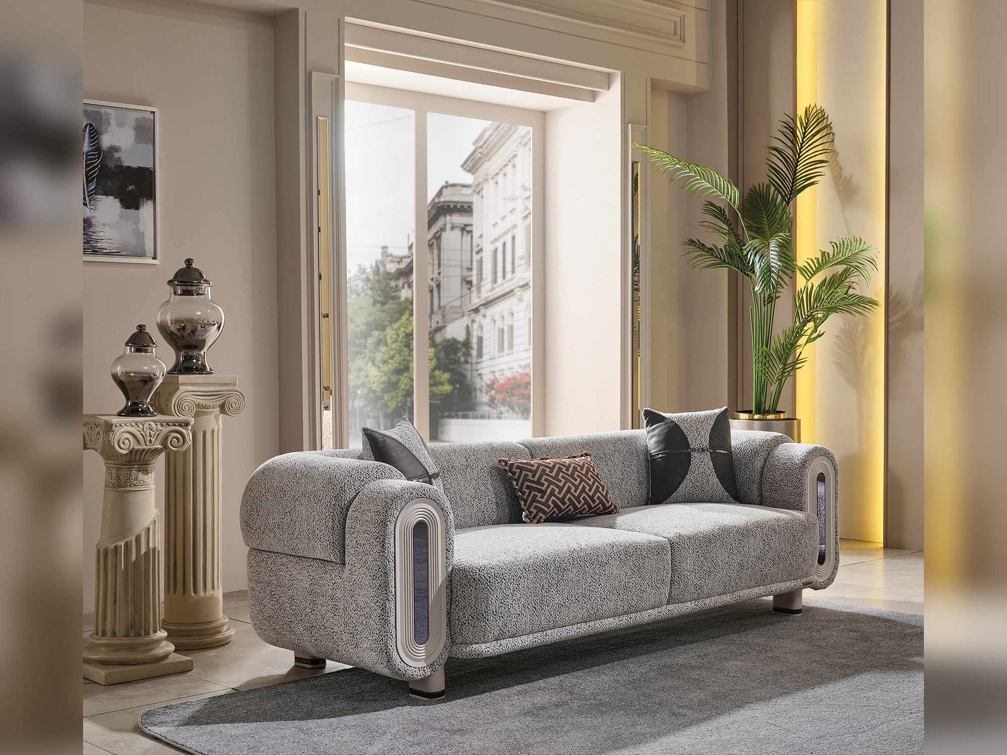 Parma Convertible Sofa Light Grey