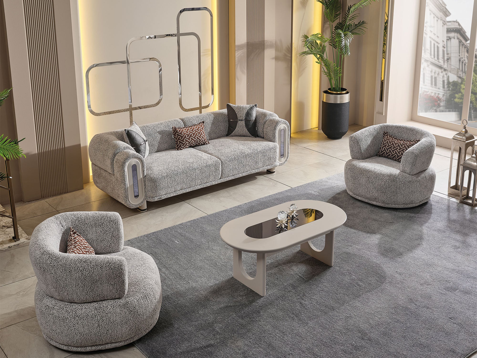 Parma Convertible Sofa Light Grey