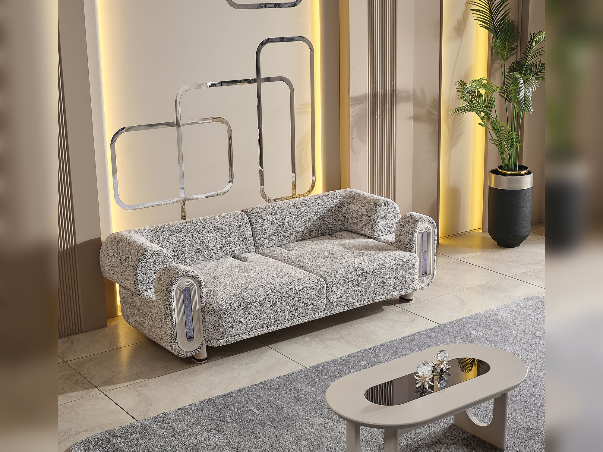 Parma Convertible Sofa Light Grey