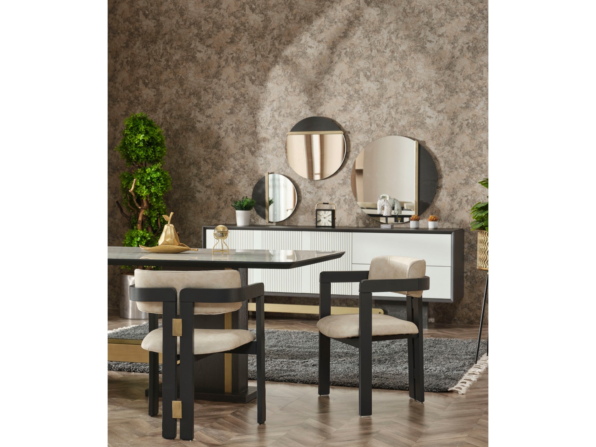 Pendik Diningroom (Consol With Mirror & Dining Table & 6 Dining Chair)