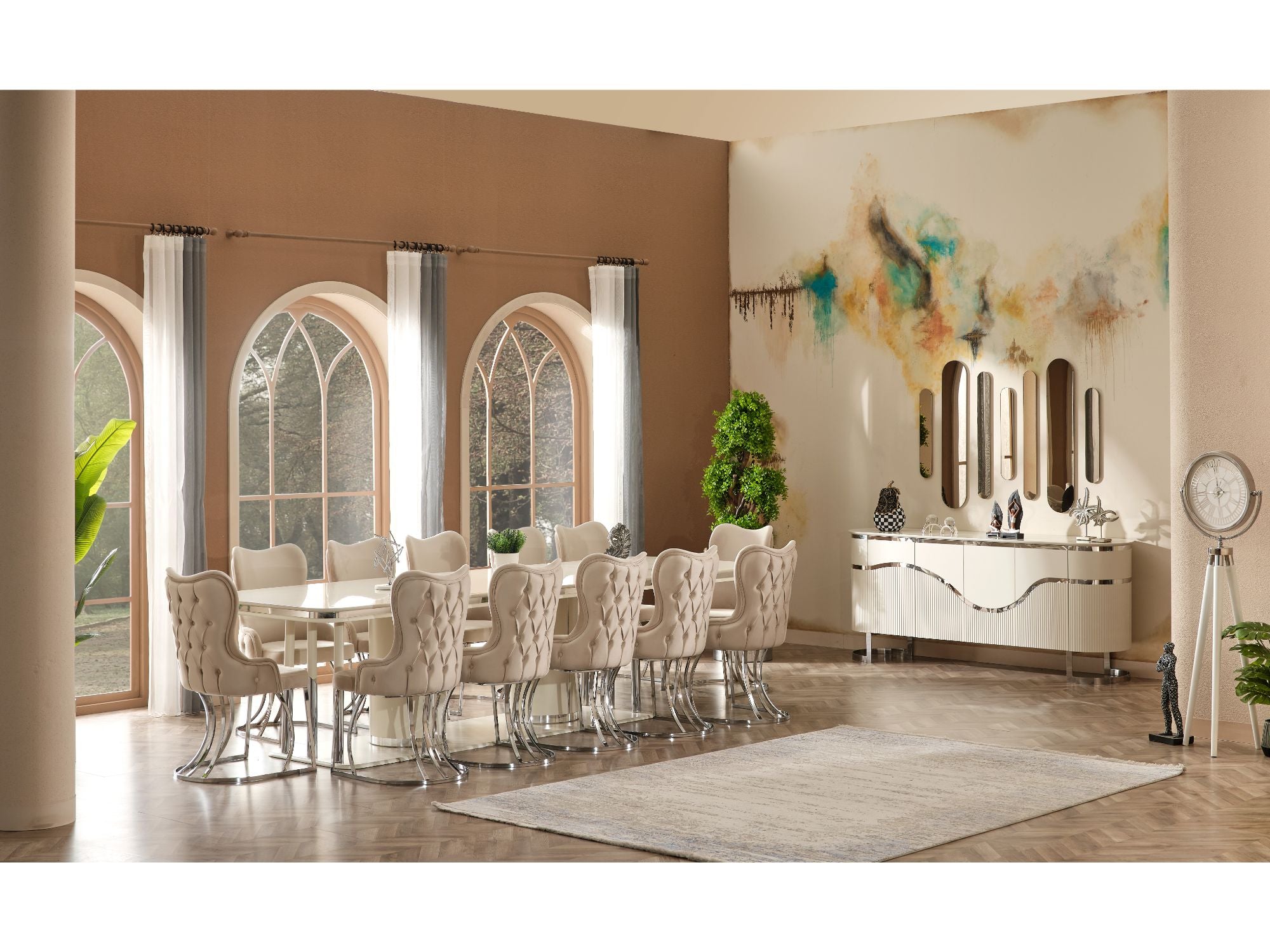Prag Diningroom (Consol With Mirror & 6 Dining Chair & Dining Table)
