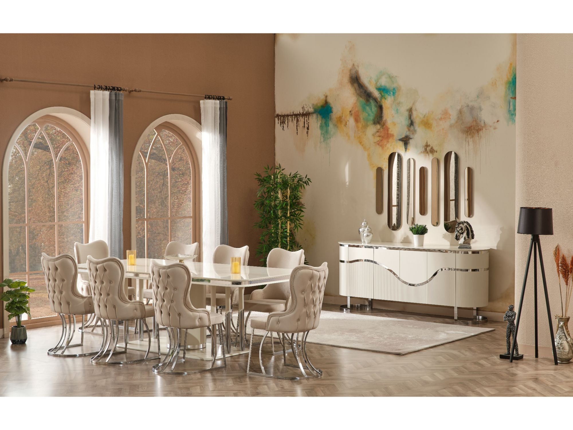 Prag Diningroom (Consol With Mirror & 6 Dining Chair & Dining Table)