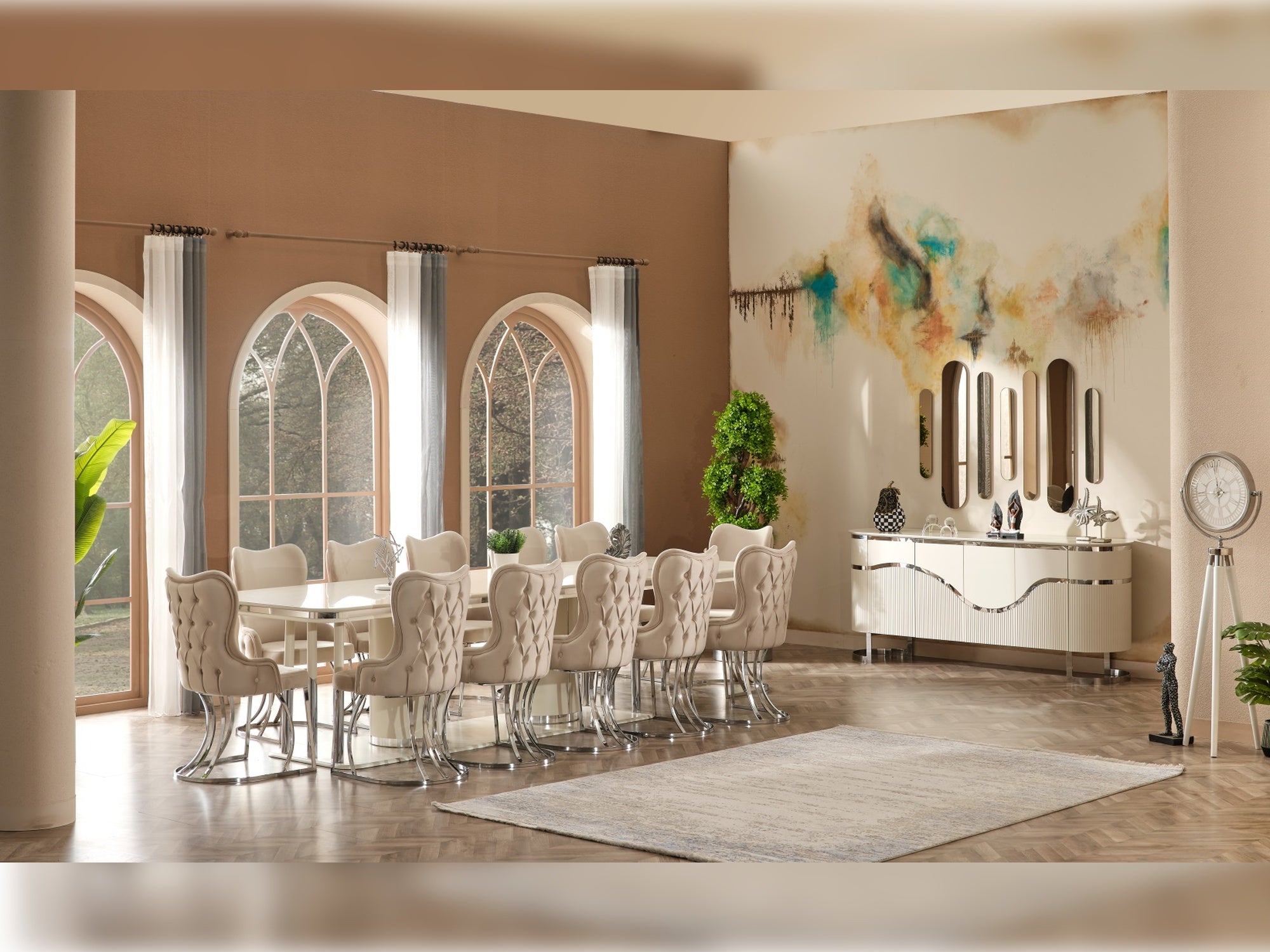 Prag Diningroom (Consol With Mirror & 6 Dining Chair & Dining Table)