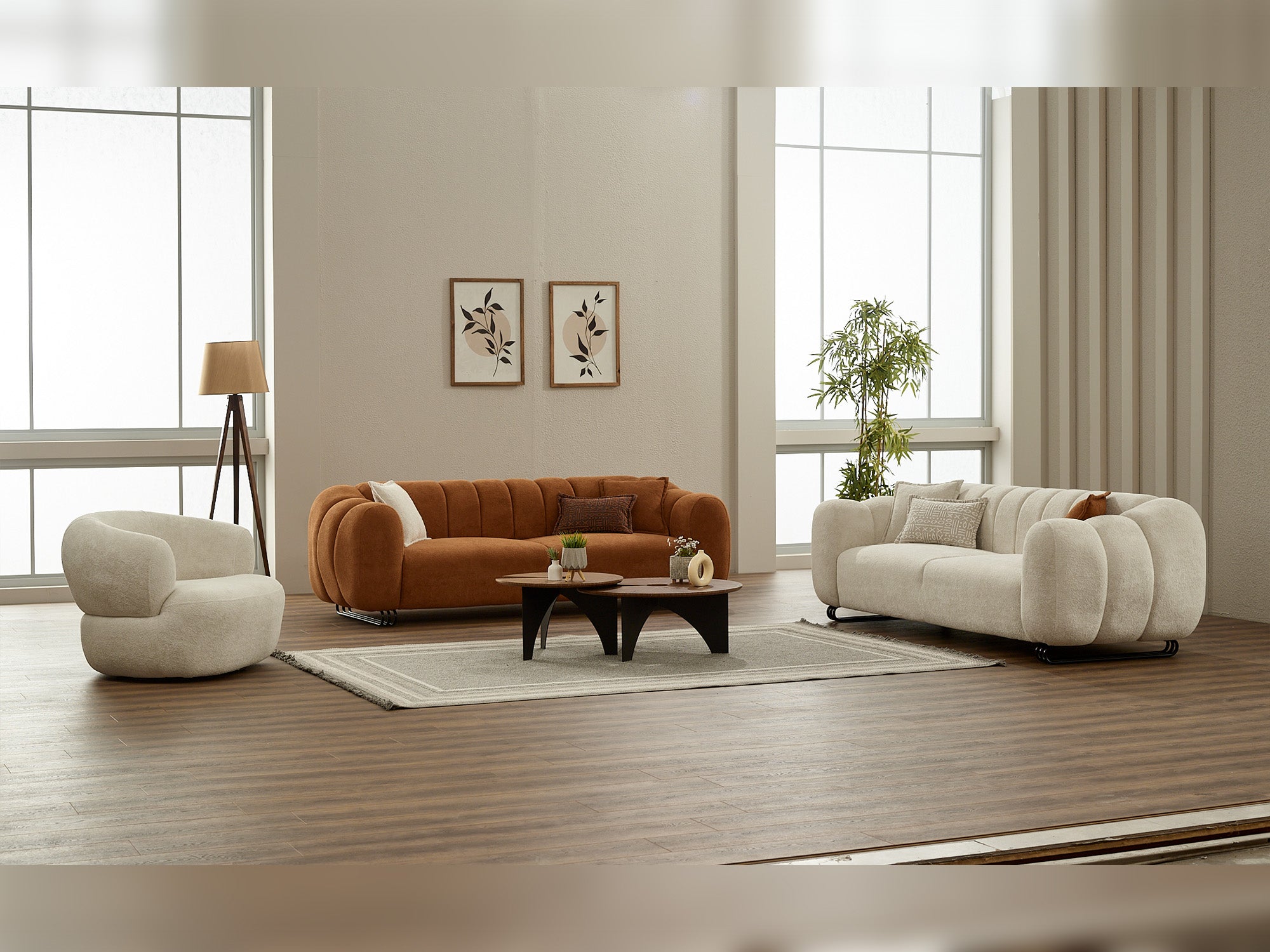 Puffy Stationary Loveseat