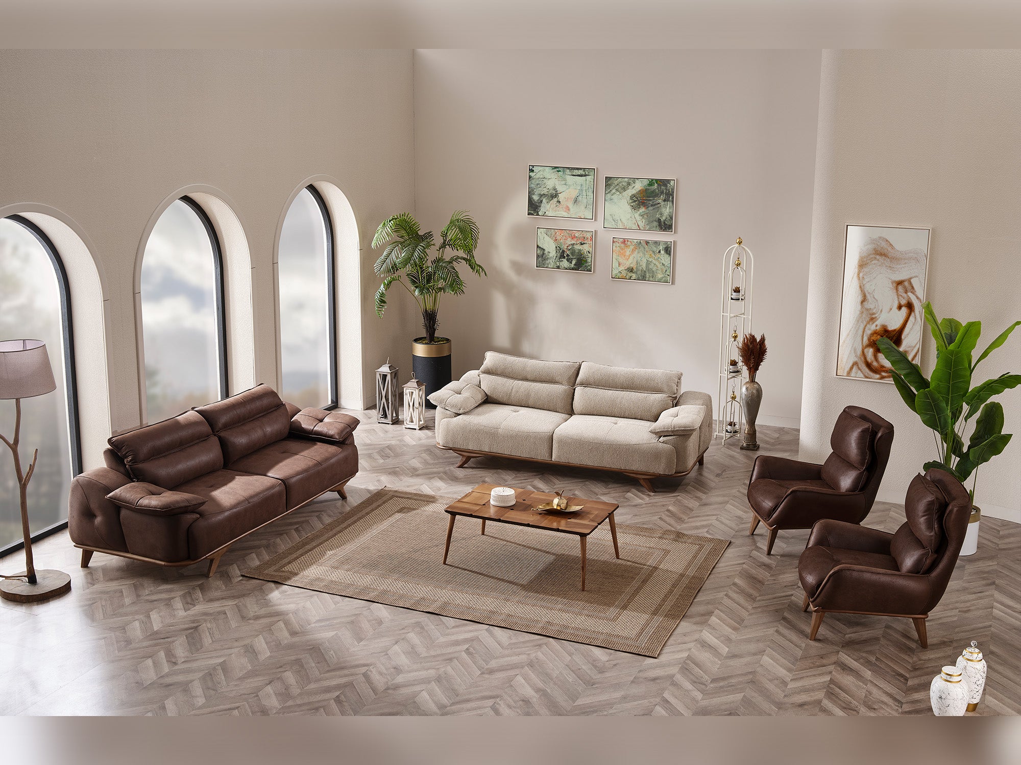 Quatro Convertible Livingroom Set (2 Sofa & 2 Chair)
