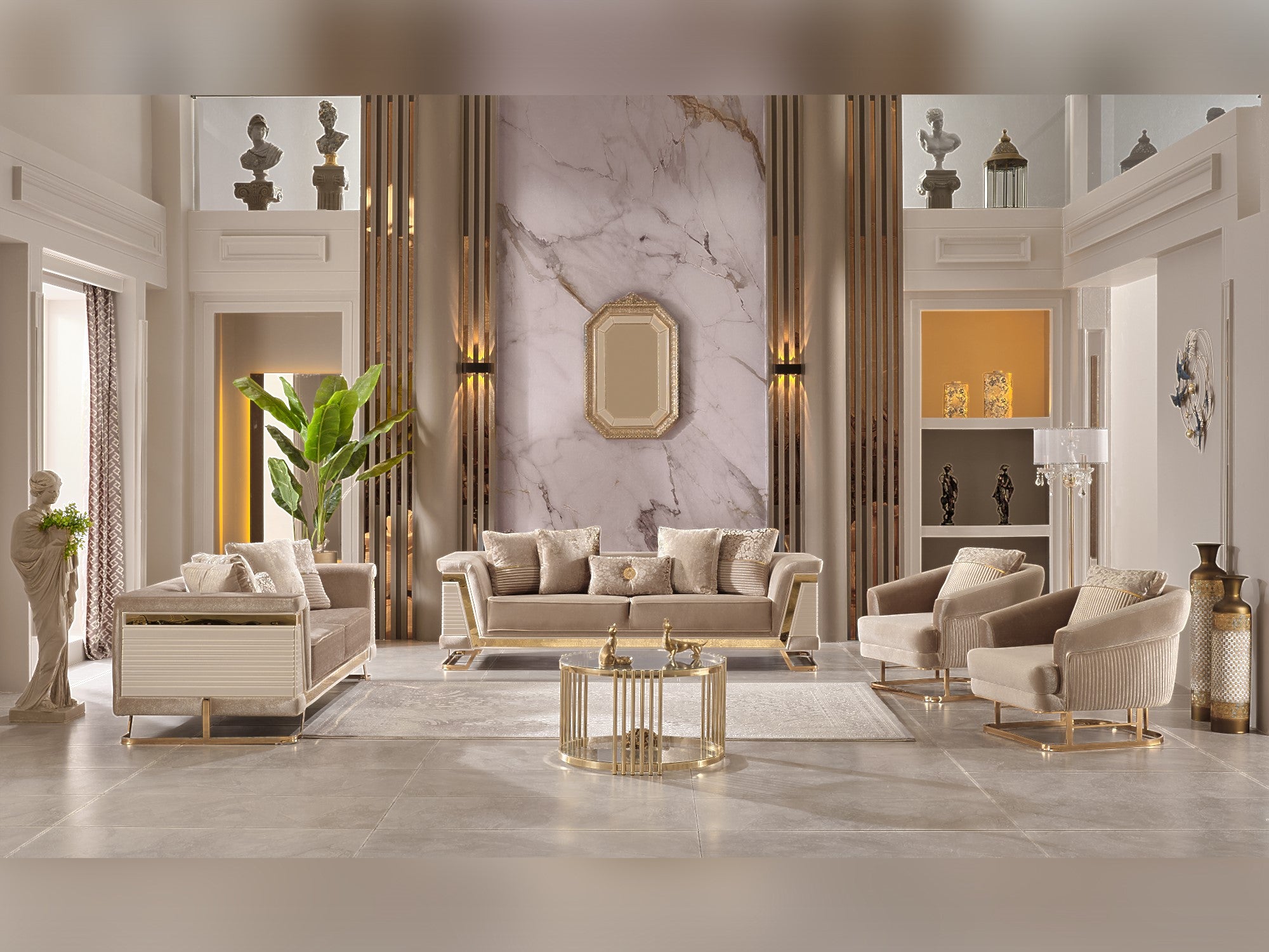 Rixos Stationary Livingroom (2 Sofa & 2 Chair) Beige